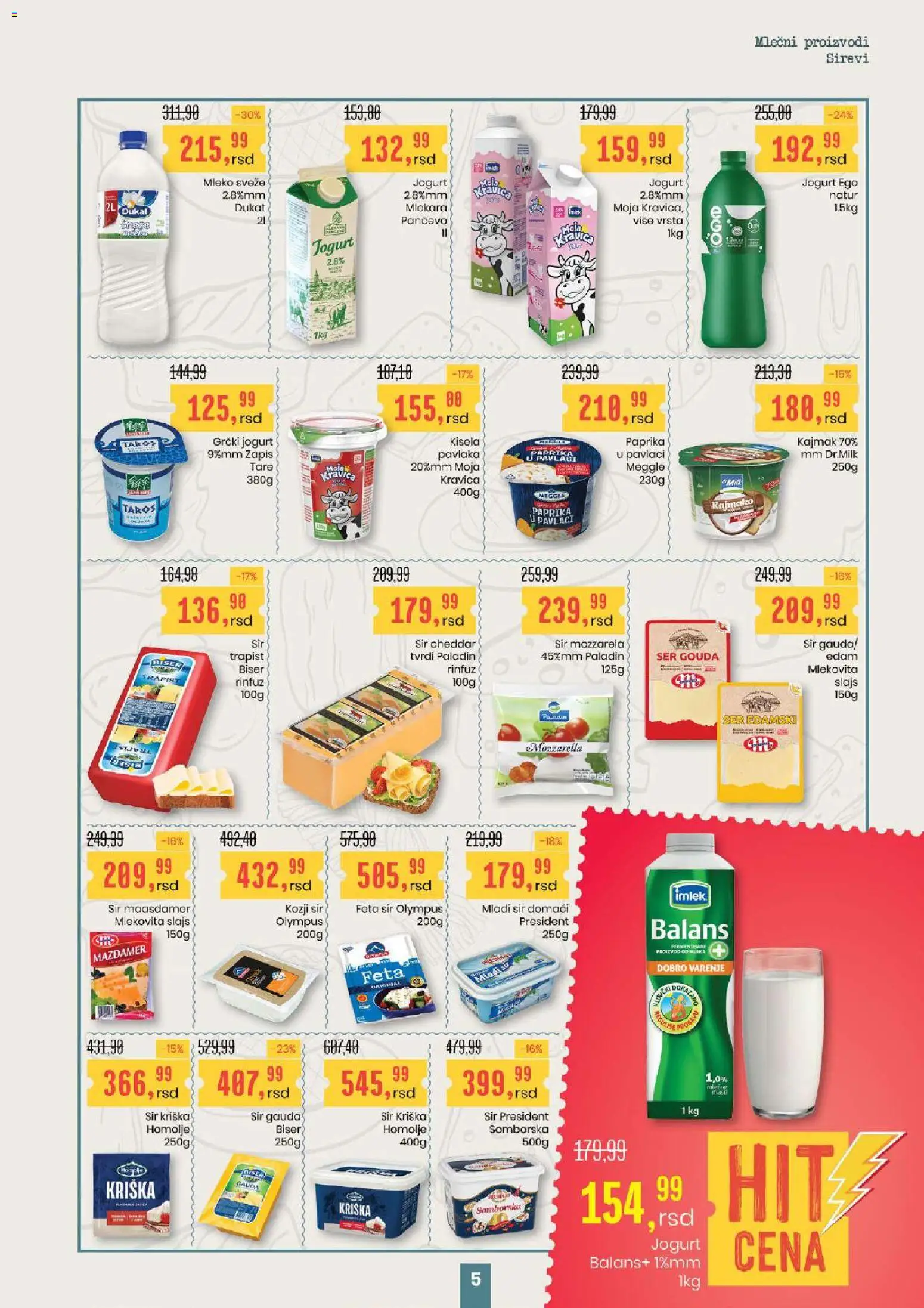 Aroma Market katalog - važi od 19.03.2026 | Strana: 5 | Proizvode: Gouda, Mleko, Paprika u pavlaci, Kajmak