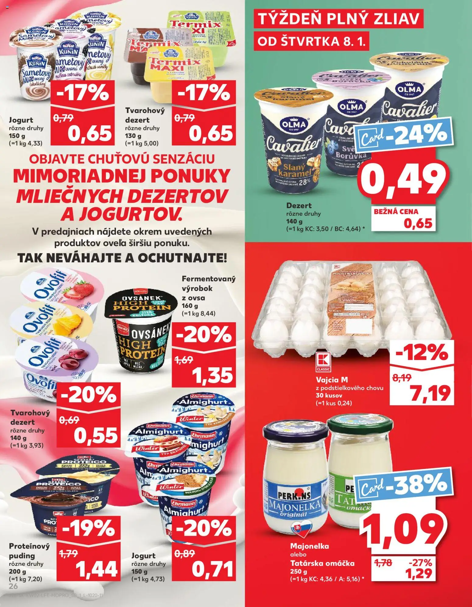 Nové Kaufland akcie – leták je platný od 08.01.2026 | Strana: 26 | Produkty: Jogurt, Proteínový puding, Puding, Omáčka