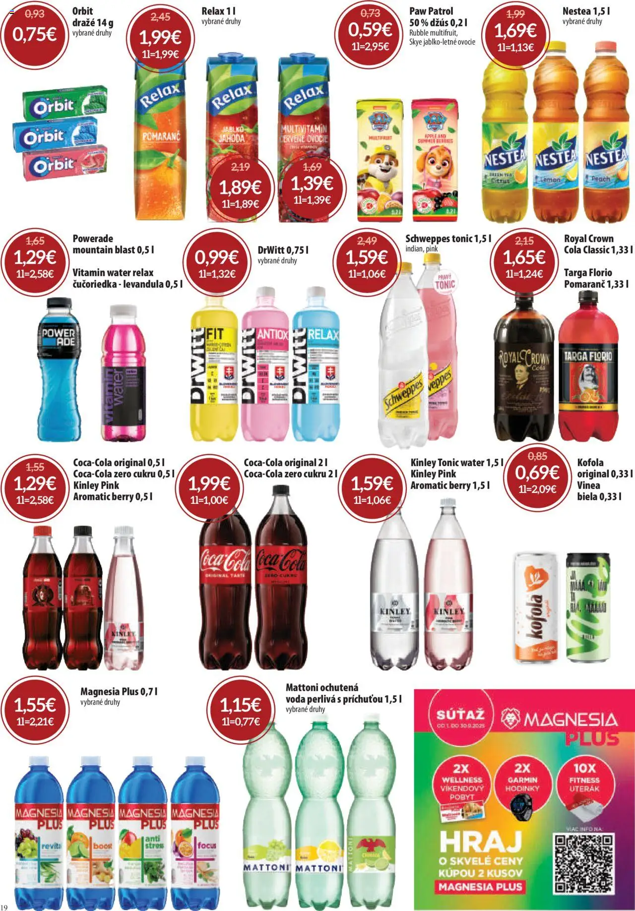 Nové Nitrazdroj akcie – leták je platný od 04.09.2025 | Strana: 19 | Produkty: Garmin, Hodinky, Mattoni, Coca cola