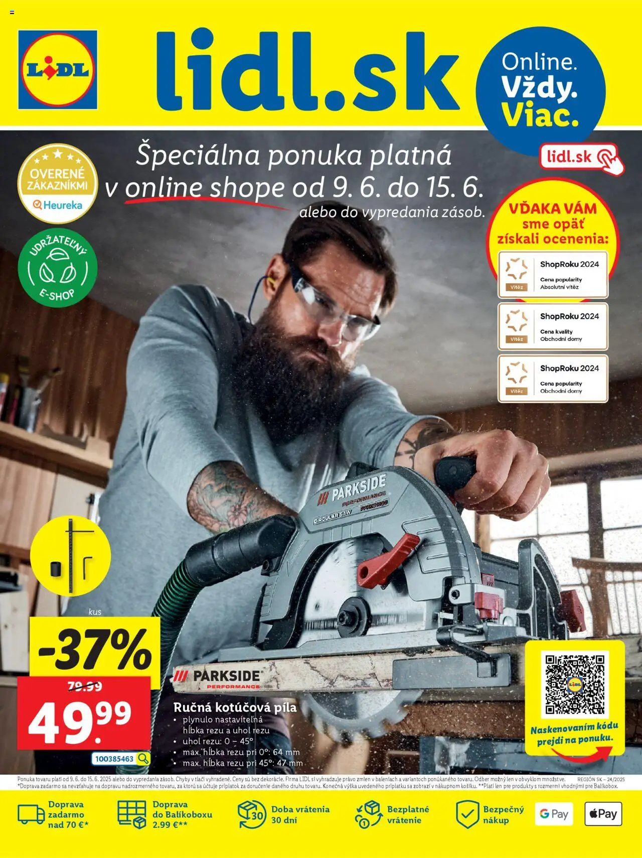 Lidl online magazín │ platný od 09.06.2025 | Strana: 1 | Produkty: Píla, Kotúčová píla, Parkside