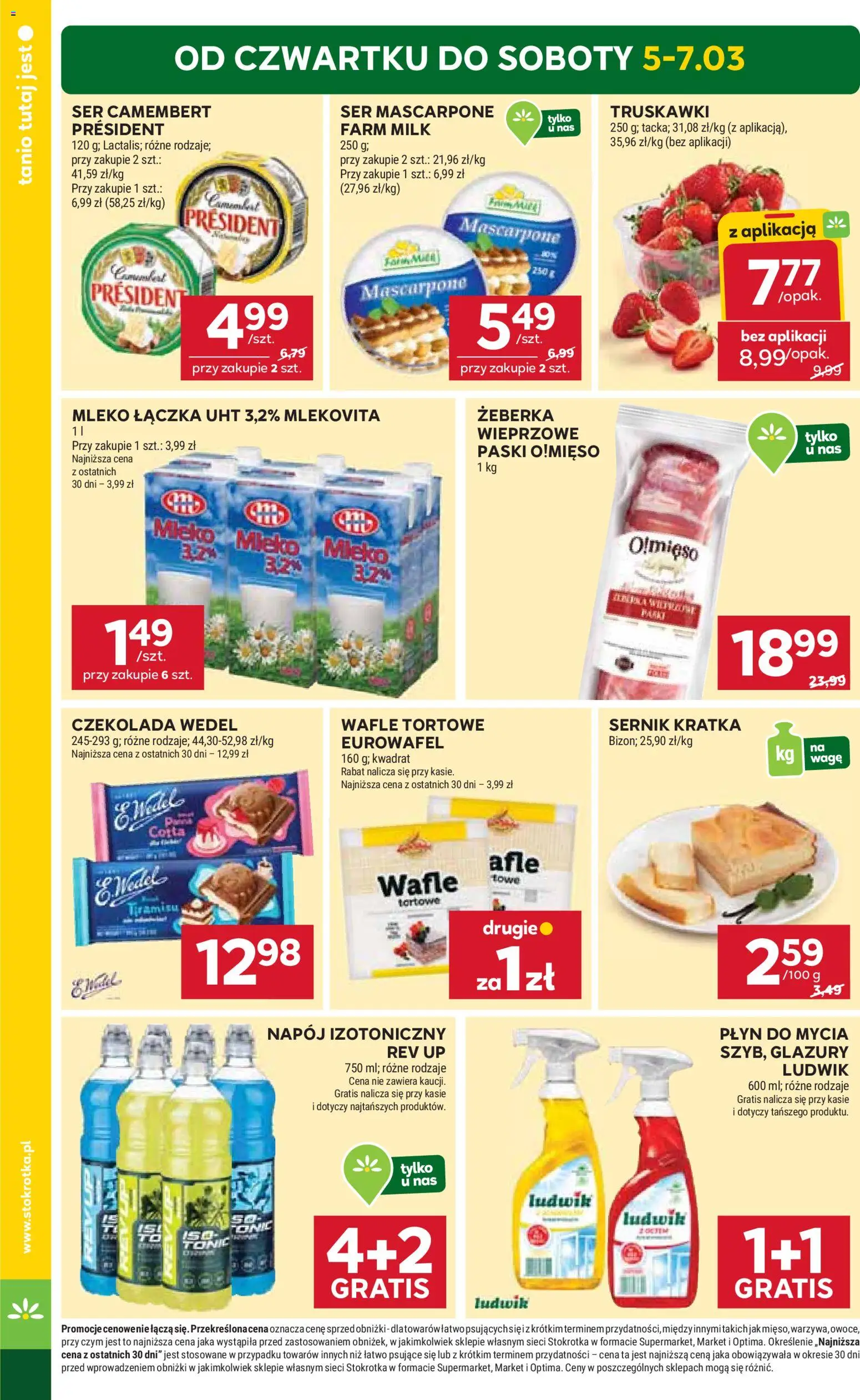 Stokrotka gazetka od 05.03.2026 | Strona: 2 | Produkty: Wafle tortowe, Camembert, Mleko, Ser