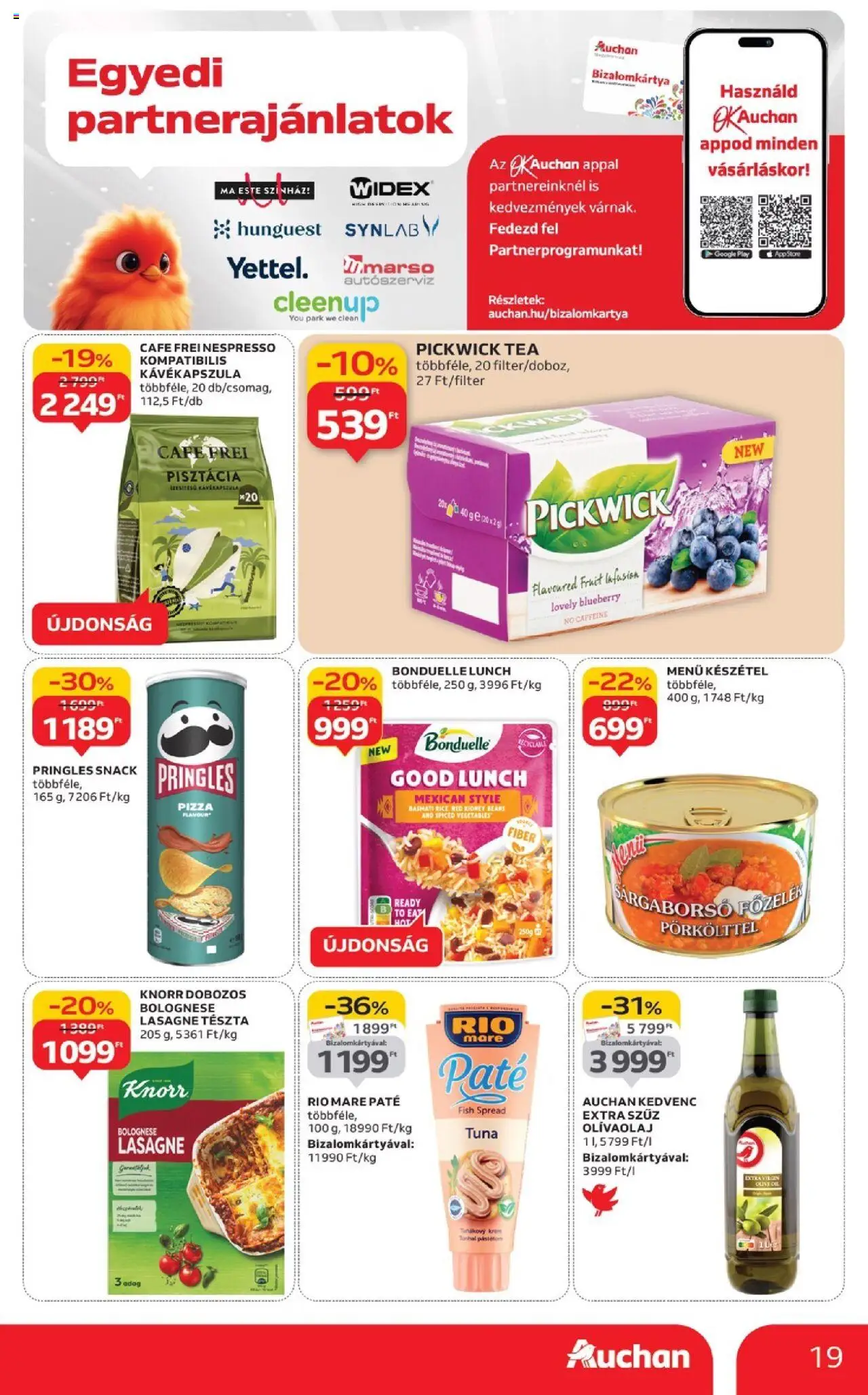 Auchan akciós ujság - amely érvényes a következő dátumtól: 18.09.2025 | Oldal: 19 | Termékek: Tonhal, Kávékapszula, Tea, Készétel