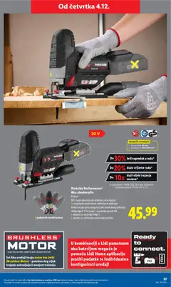 Parkside Performance® Aku ubodna pila, Komad. Brže napredovanje pri piljenju zahvaljujući 3-stupanjski podesivom orbitalnom njihanju. Podešavanje preciznog reza bez orbitalnog njihanja. Uključujući 3 lista pile, 1 paralelni graničnik, 1 adapter za vođenje linije i 1 adapter za eksterno usisavanje prašine - Pregled kataloga iz trgovine Lidl, vrijedi od 01.12.2025 | Stranica: 57 | Proizvodi: Ubodna pila, Pila, Adapter, Parkside