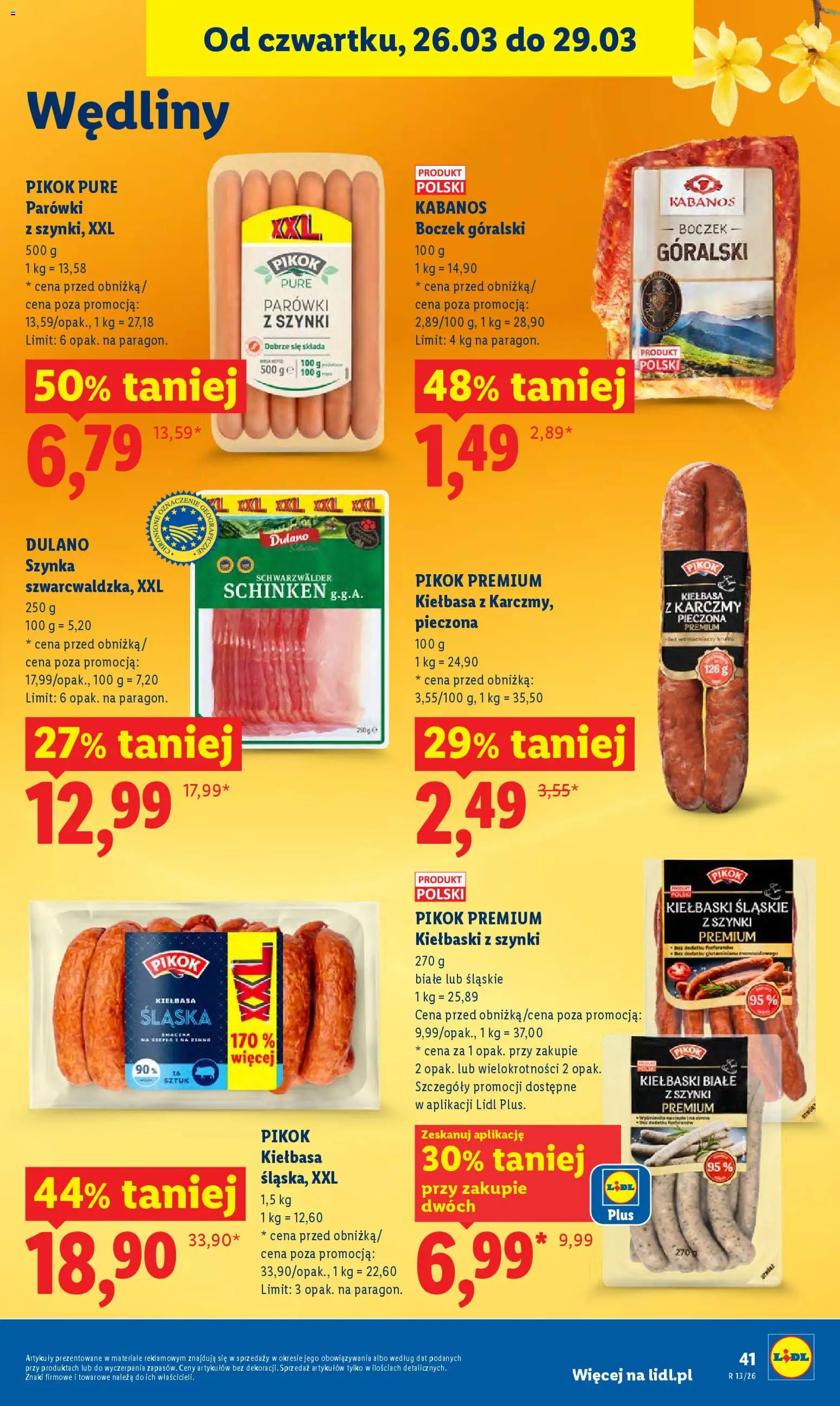 Lidl Polsko leták od 26.03.2026 | Strana: 41 | Produkty: Kabanos, Pikok