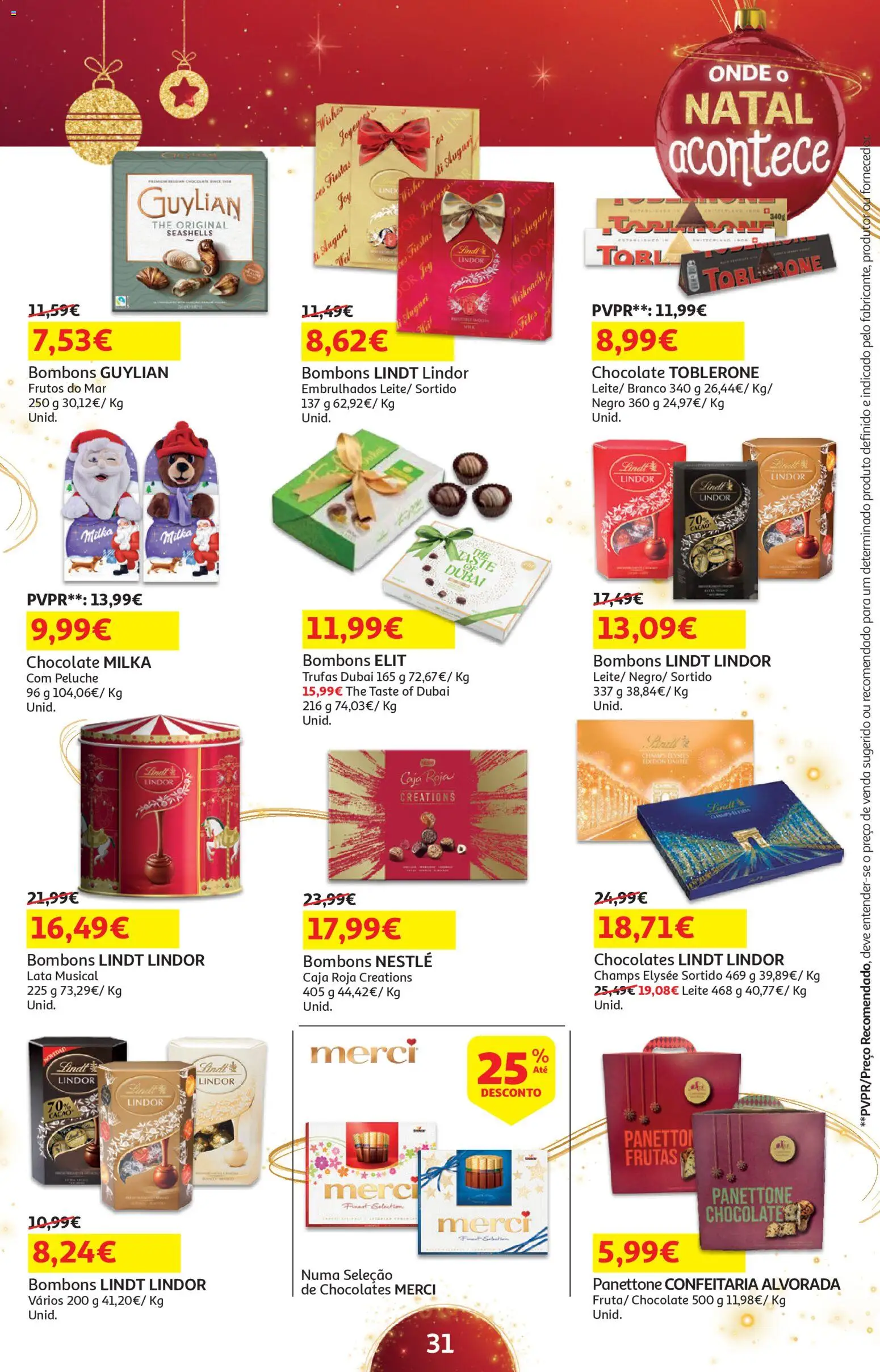 Auchan - Presentes │ válido de 18.11.2025 | Página: 31 | Produtos: Leite, Nestlé, Chocolate, Frutos do mar