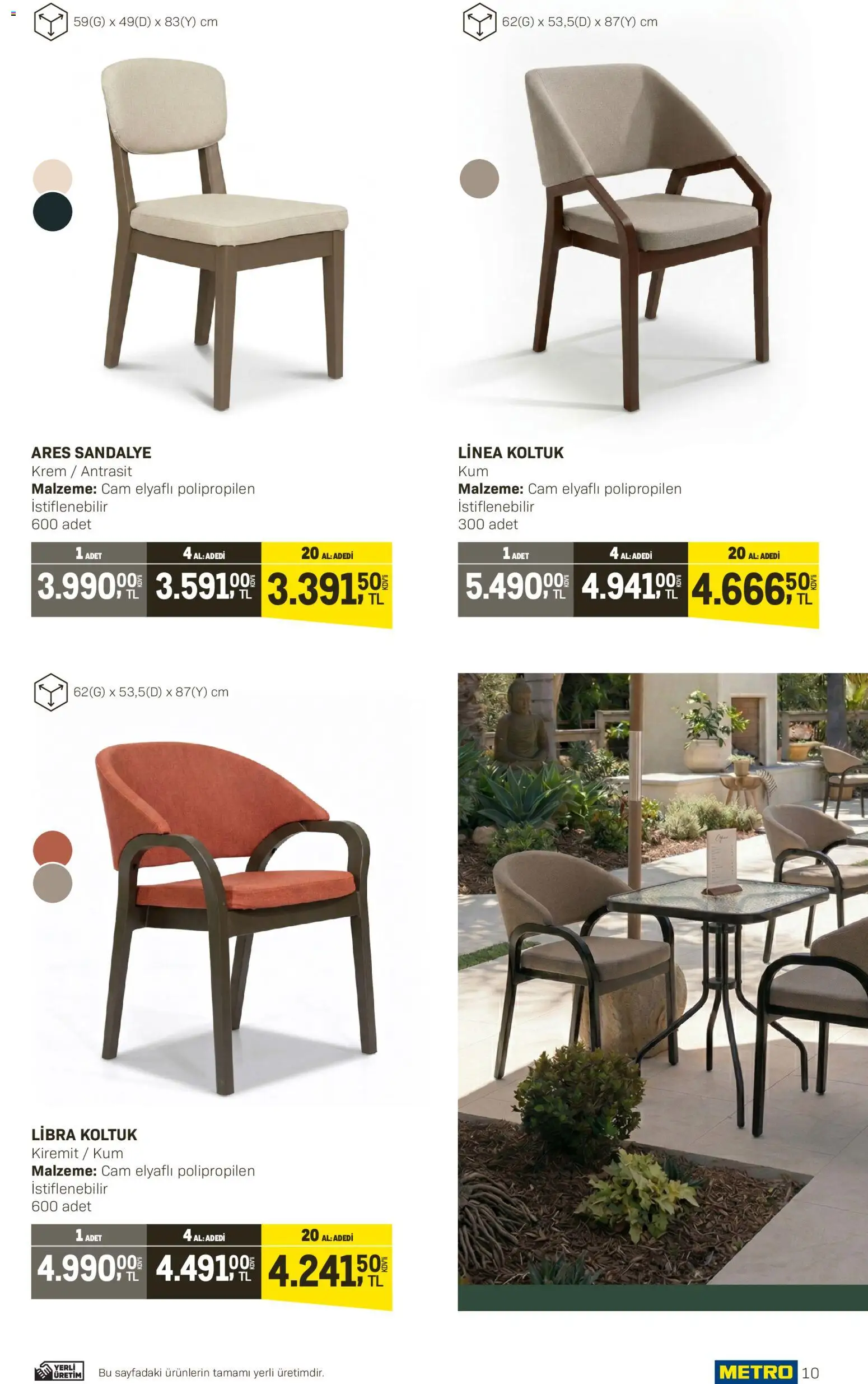 Metro - Açık Hava Çözümleri - 10.04.2026 tarihinden itibaren geçerlidir | Sayfa: 10 | Ürünler: Koltuk, Sandalye, Krem