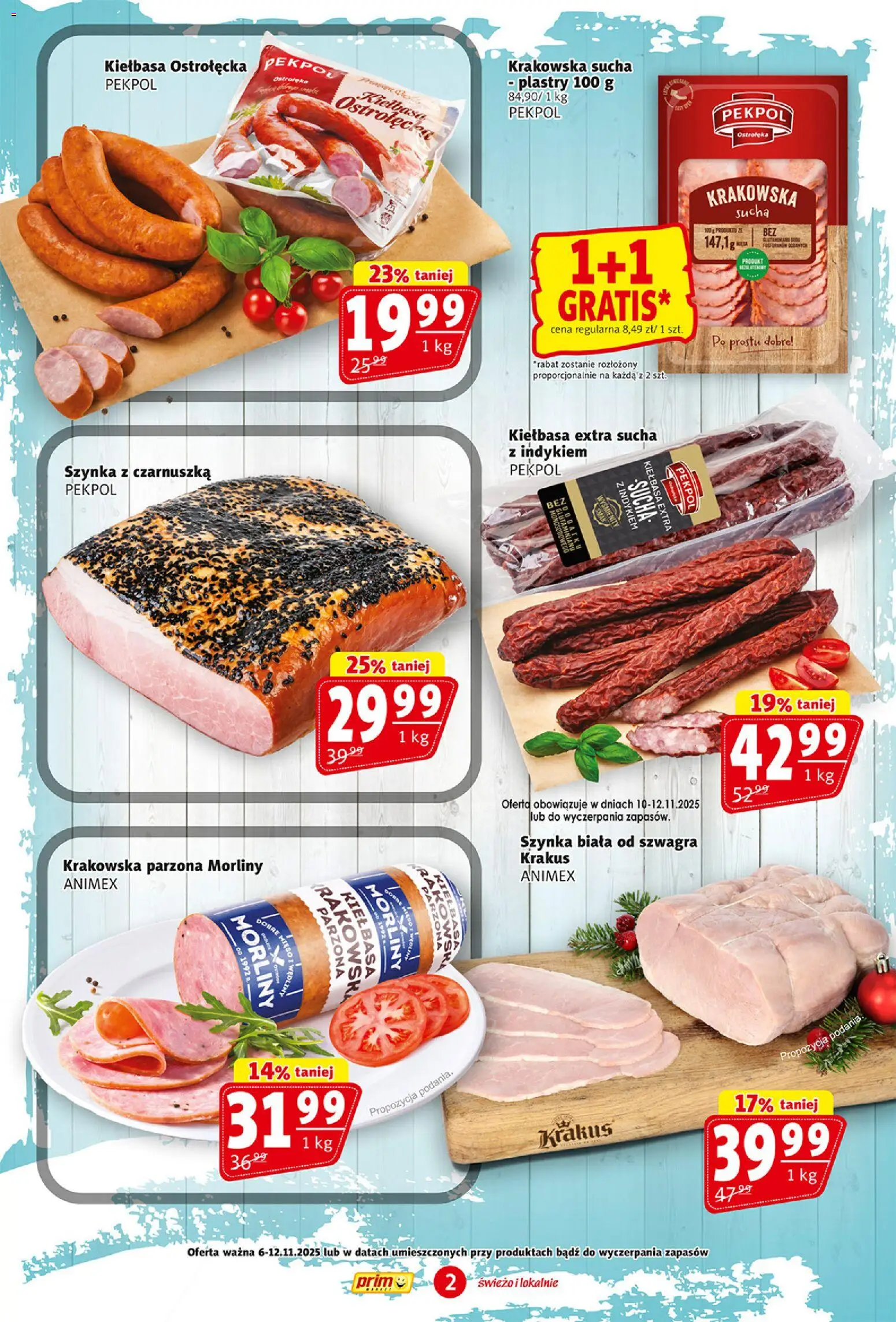 Prim Market Gazetka od 06.11.2025 | Strona: 2 | Produkty: Kiełbasa, Czarnuszka, Mięso, Szynka