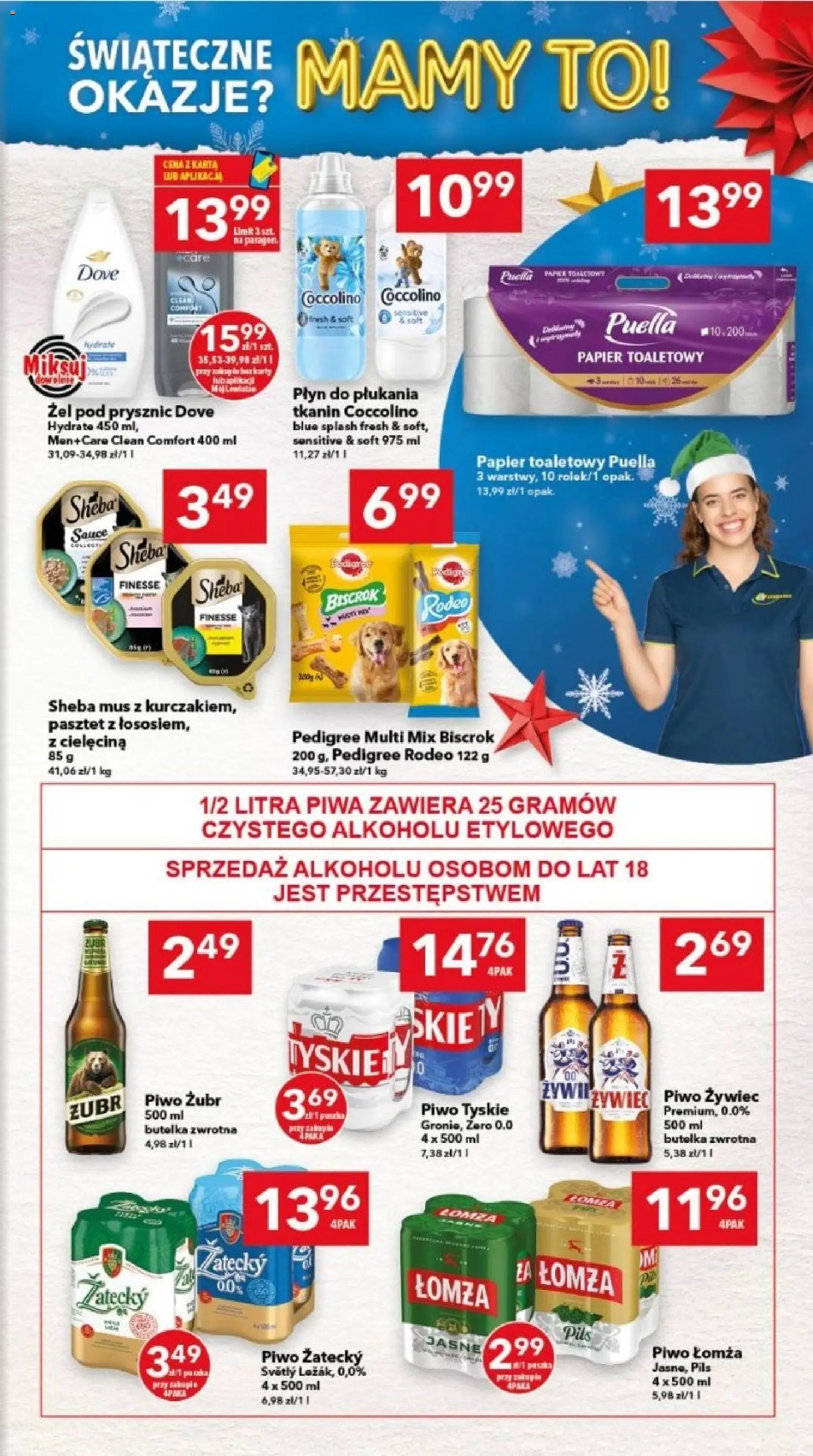 Lewiatan gazetka - Legnica od 17.12.2025 | Strona: 14 | Produkty: Piwo żubr, Papier toaletowy, Coccolino, Płyn do płukania tkanin