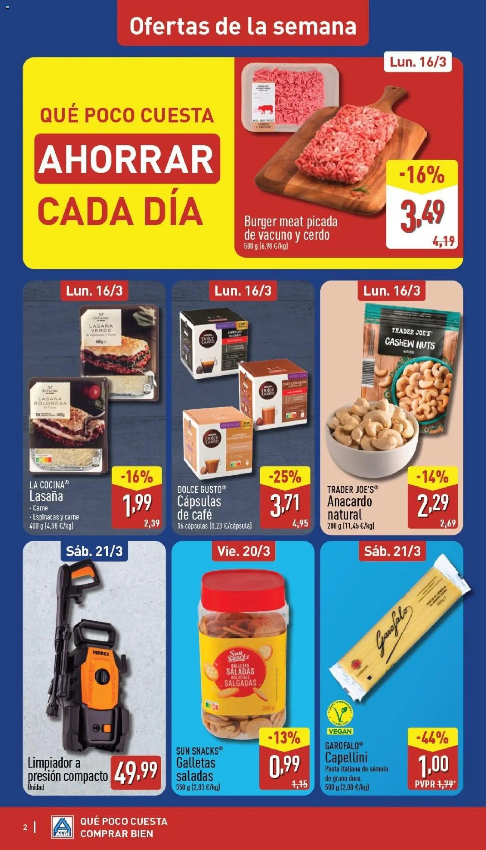 Aldi folleto Península │ válido desde el 16.03.2026 | Página: 2 | Productos: Café, Πορσελάνη, Galletas, Lasaña