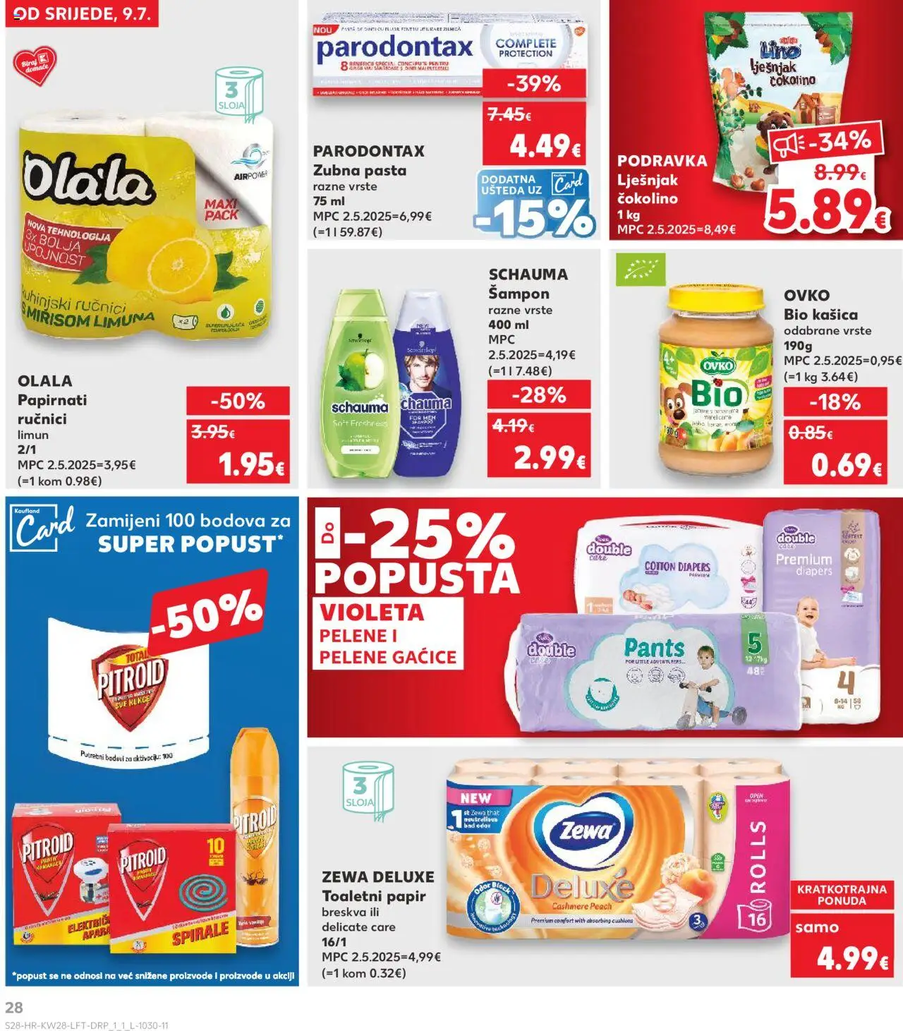 Kaufland katalog | vrijedi od 09.07.2025 | Stranica: 28 | Proizvodi: Pelene, Šampon, Papirnati ručnici, Pasta