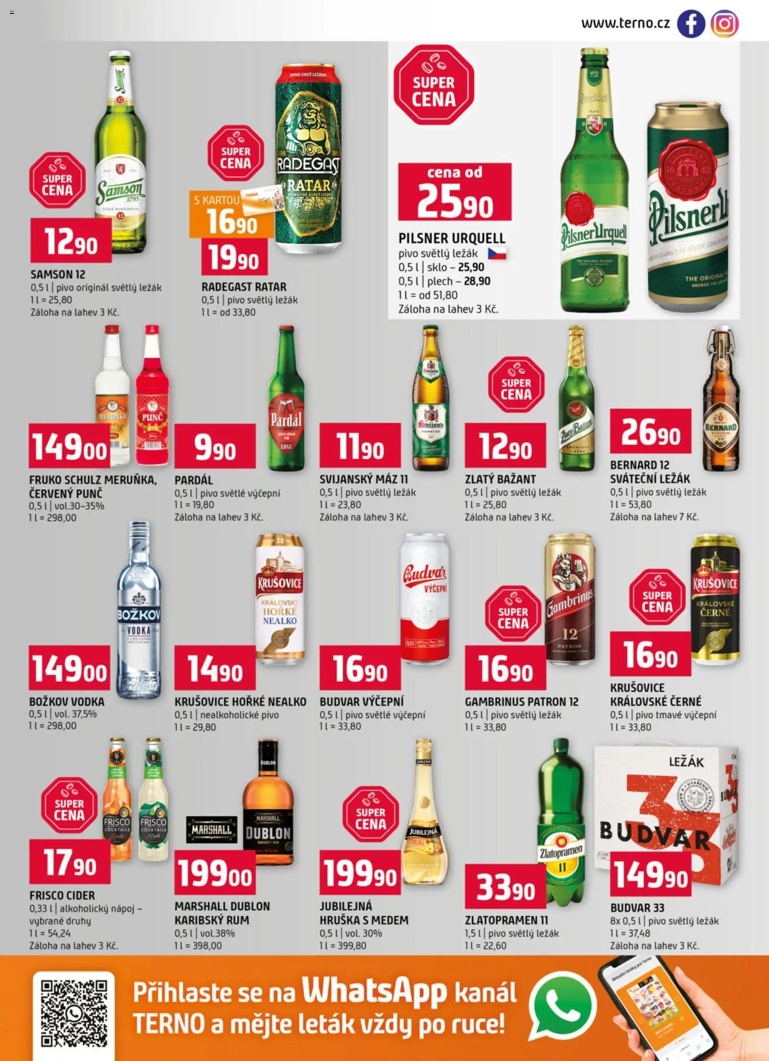 Terno leták - Blatná, Český Krumlov, Prachatice, Strakonice, Tábor, Zlín od 12.11.2025 | Strana: 13 | Produkty: Frisco, Pilsner, Svijanský Máz, Gambrinus