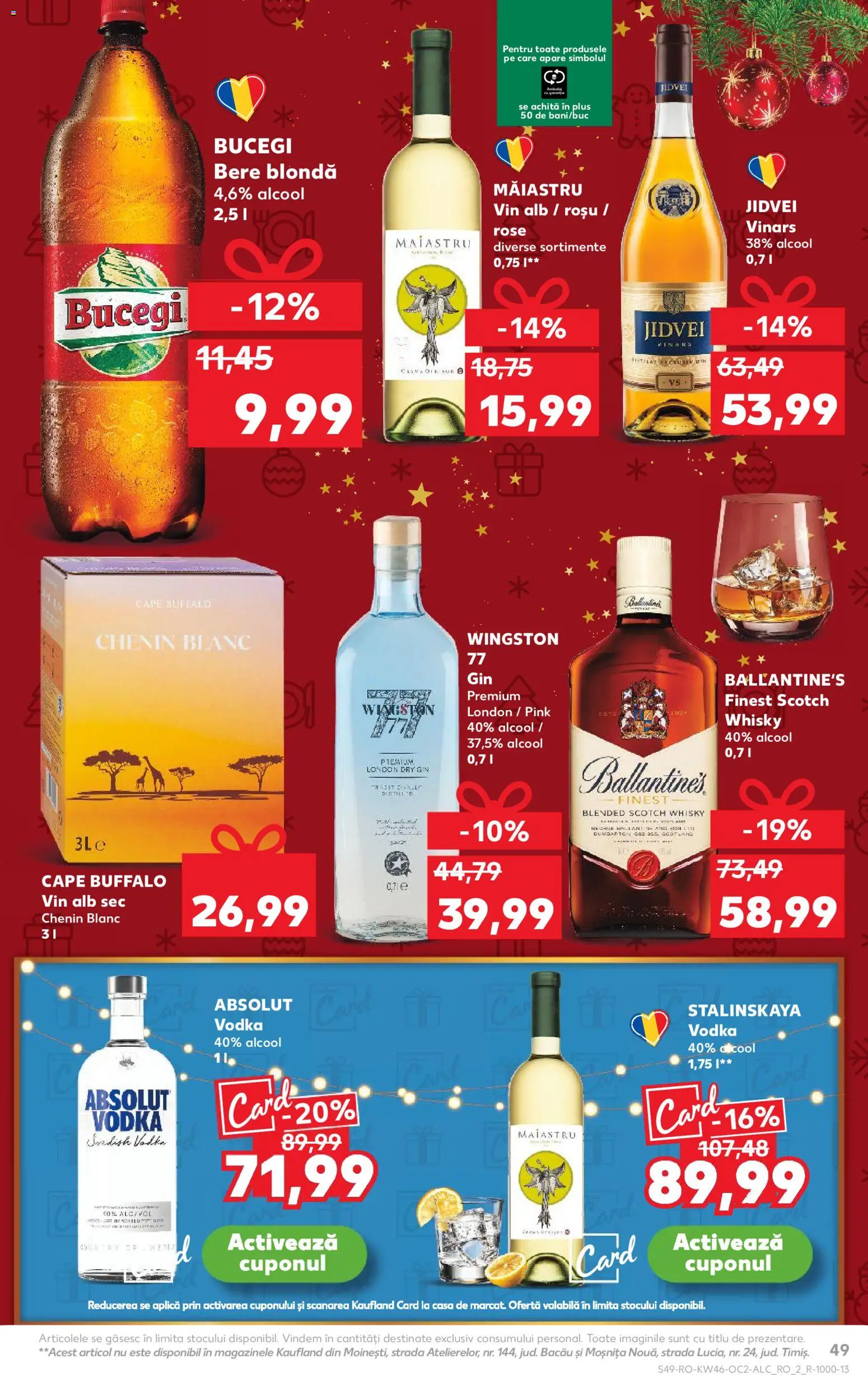 Noul catalog Kaufland – valabil de la 12.11.2025 | Pagină: 49 | Produse: Vin, Bere, Gin, Vodka