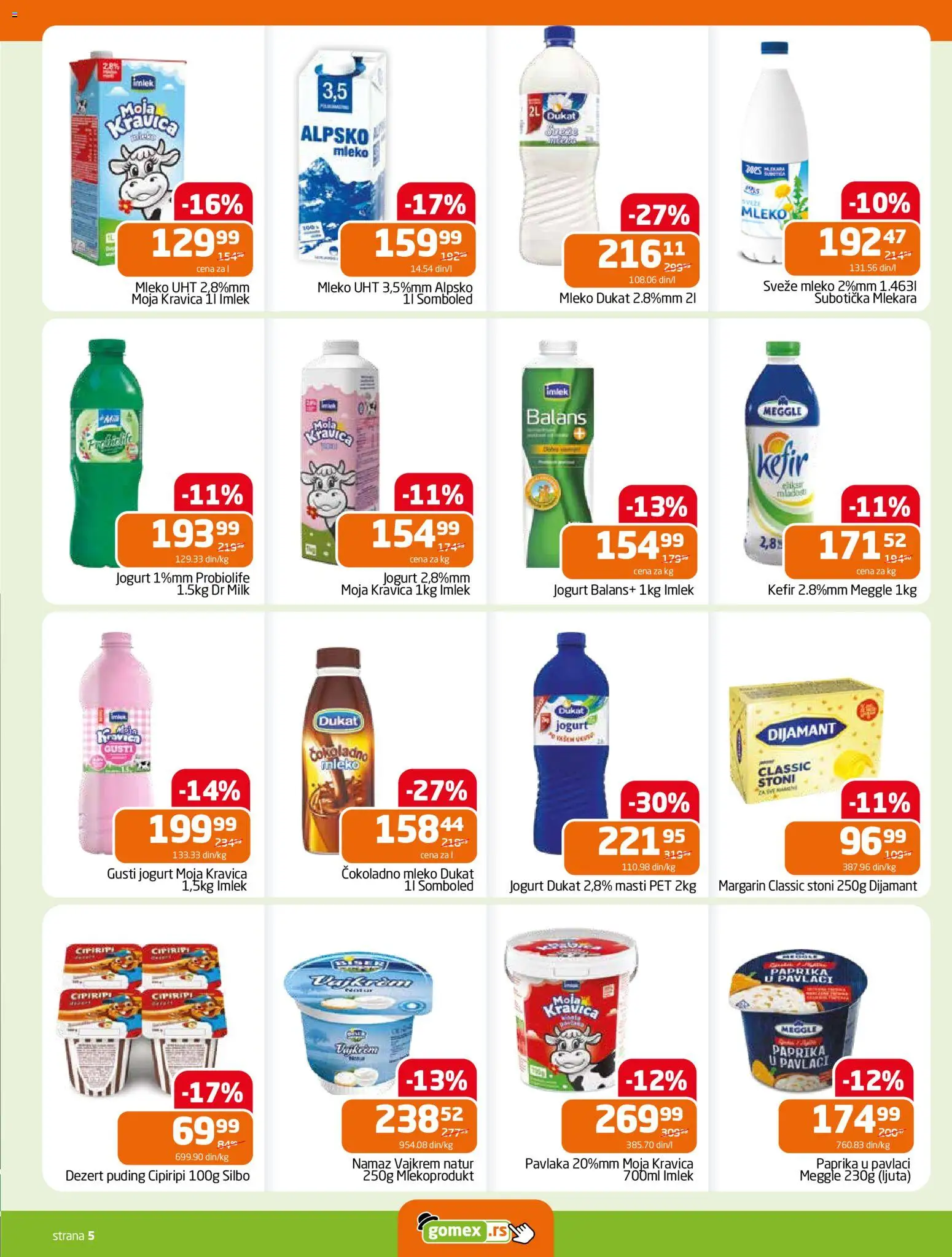 Gomex katalog - važi od 03.12.2025 | Strana: 5 | Proizvode: Sveže mleko, Vajkrem, Paprika u pavlaci, Pavlaka