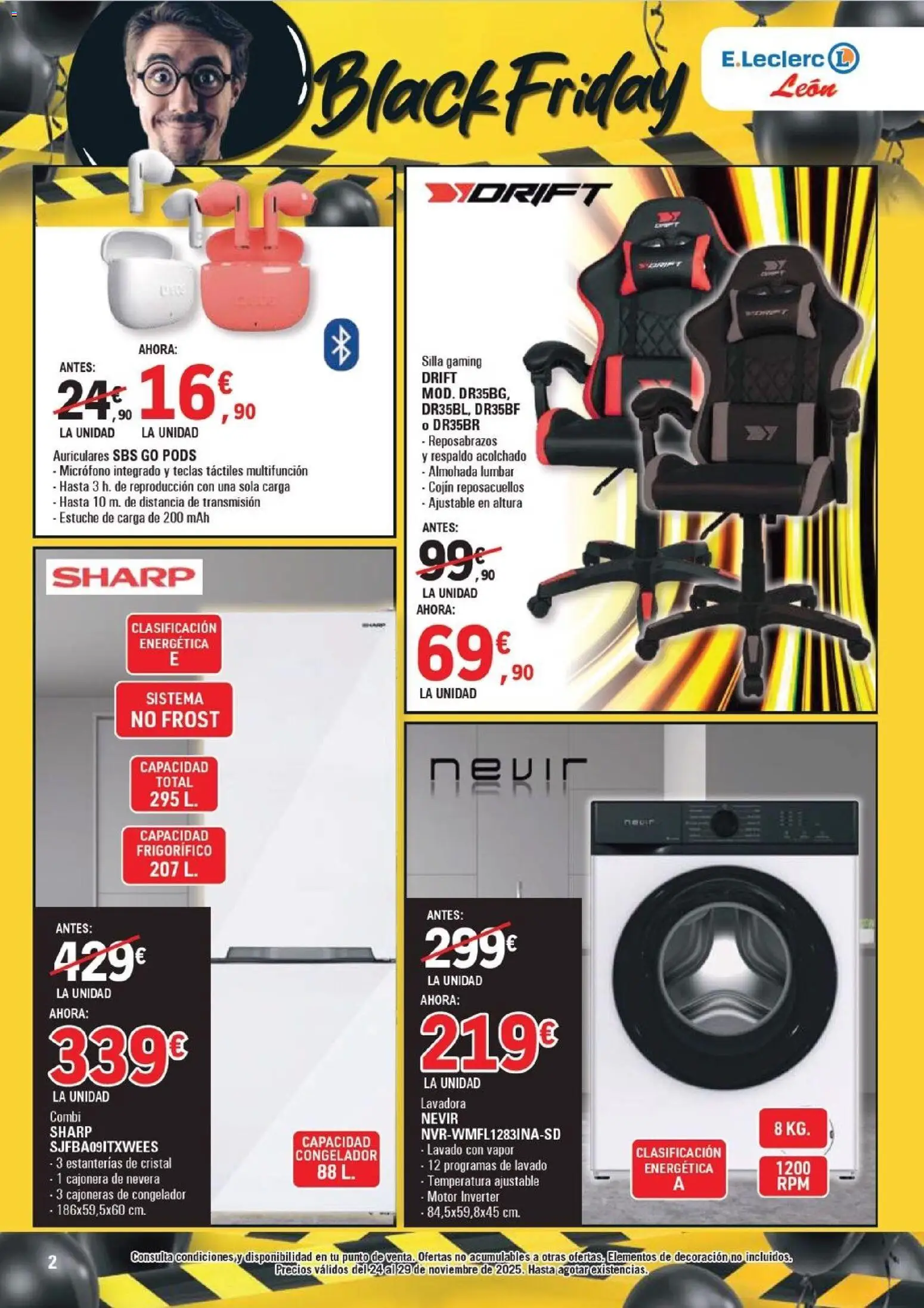 E.Leclerc - Black Friday │ válido desde el 24.11.2025 | Página: 2 | Productos: Auriculares, Micrófono, Almohada, Cojín