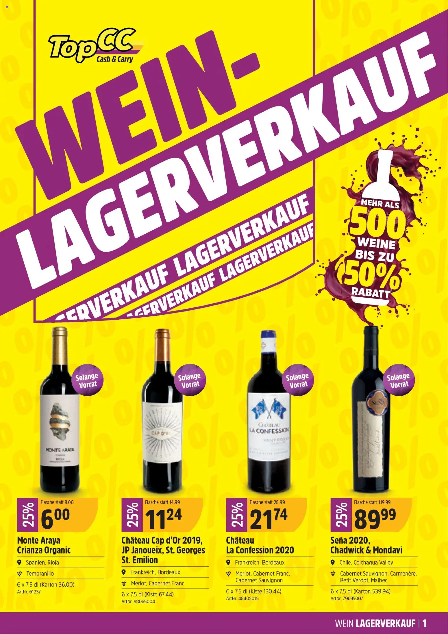 TopCC Aktionen Weinlagerverkauf – gültig ab 05.01.2026 | Seite: 1 | Produkte: Wein