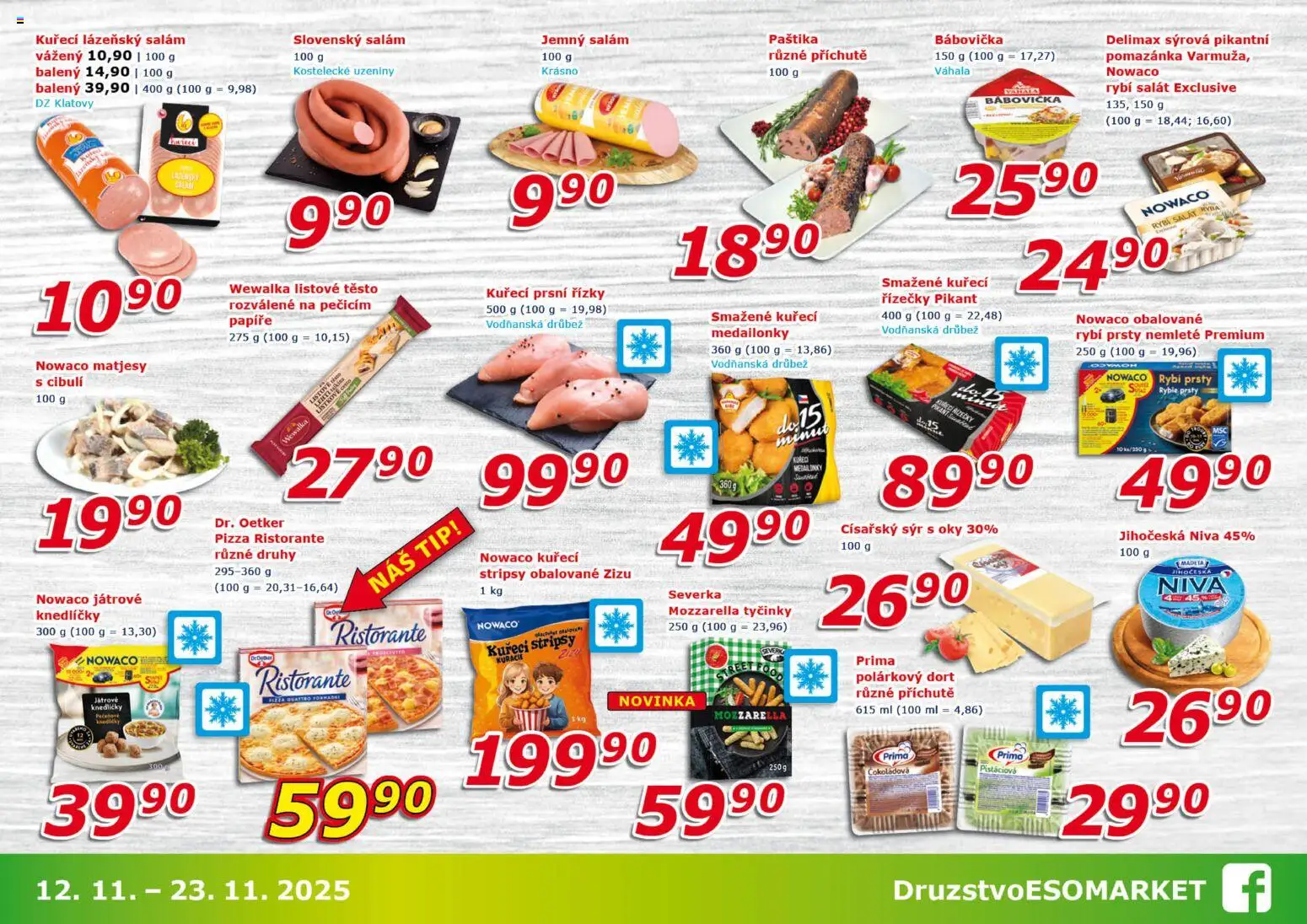 Eso market leták od 12.11.2025 | Strana: 3 | Produkty: Salát, Mozzarella, Niva, Paštika
