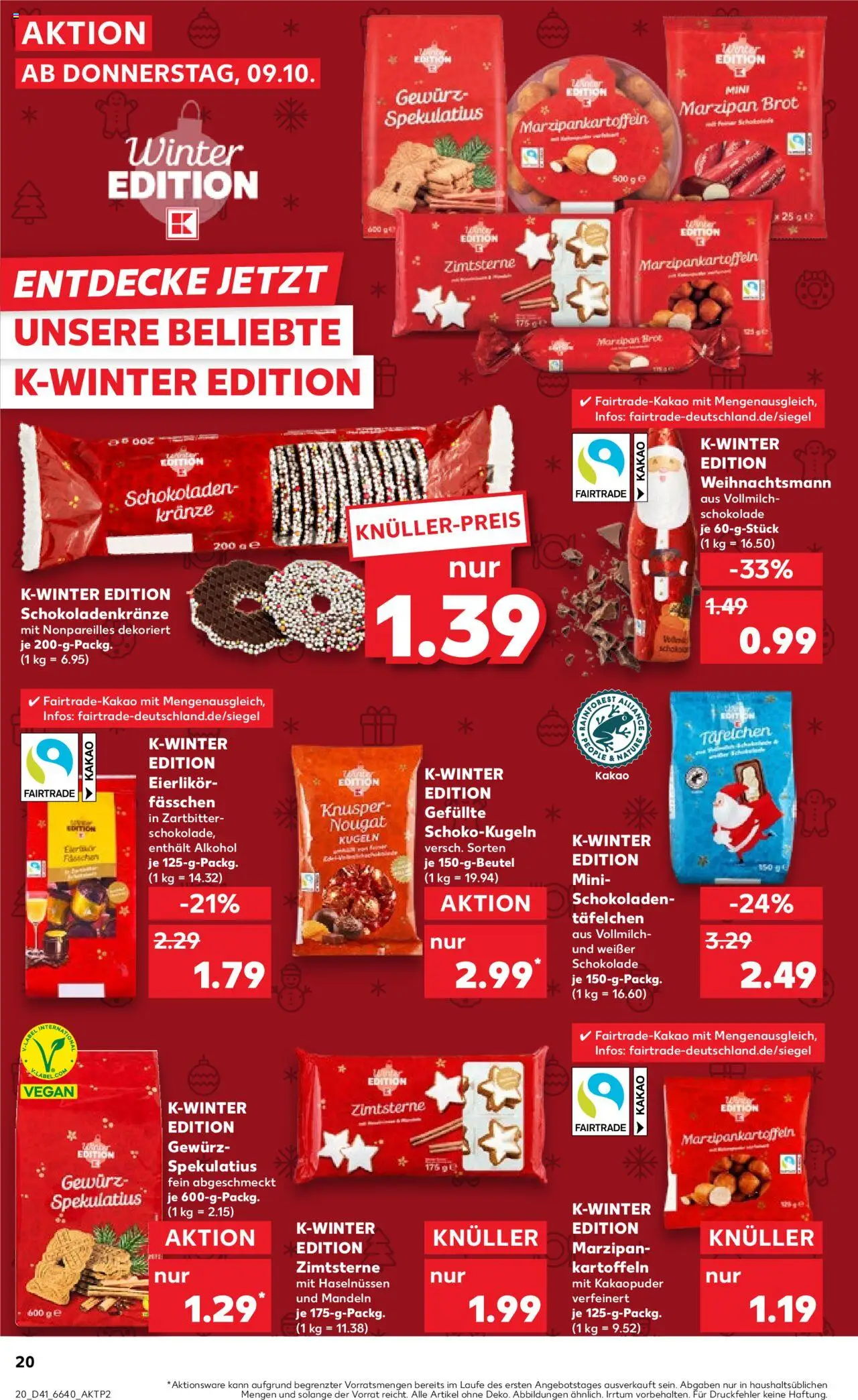Kaufland prospekt Stuttgart	 – gültig ab 12.10.2025 | Seite: 20 | Produkte: Schokolade, Mandeln, Kartoffeln, Brot