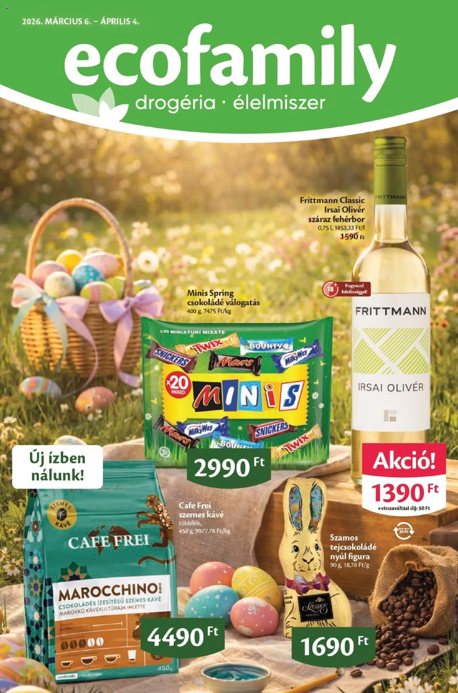 EcoFamily akciós ujság - amely érvényes a következő dátumtól: 06.03.2026 | Oldal: 1 | Termékek: Kávé, Csokoládé, Fehérbor, Szemes kávé