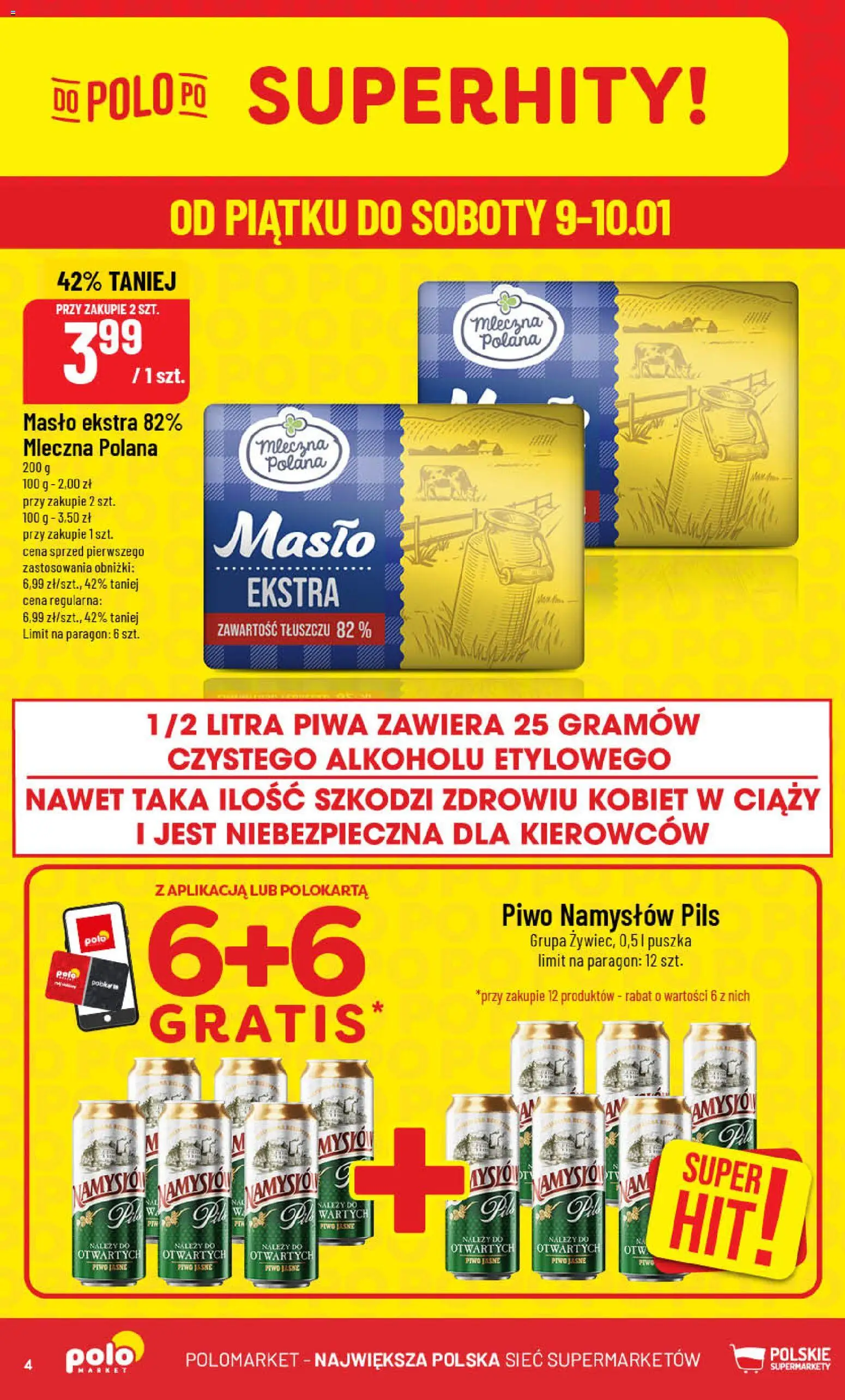 POLOmarket Gazetka od 07.01.2026 | Strona: 4 | Produkty: Masło, Piwo, Piwo Namysłów
