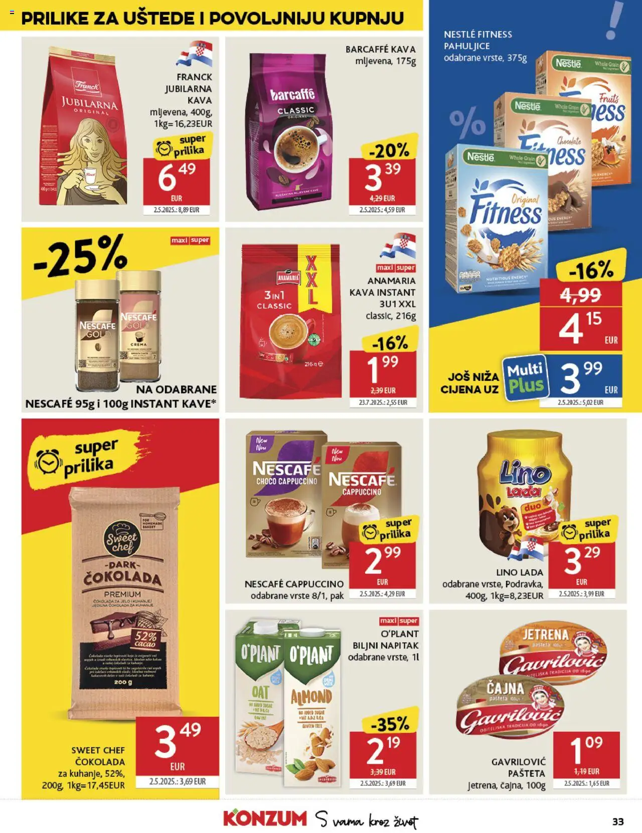 Konzum katalog | vrijedi od 10.09.2025 | Stranica: 33 | Proizvodi: Nescafe, Kava, Čokolada, Barcaffe