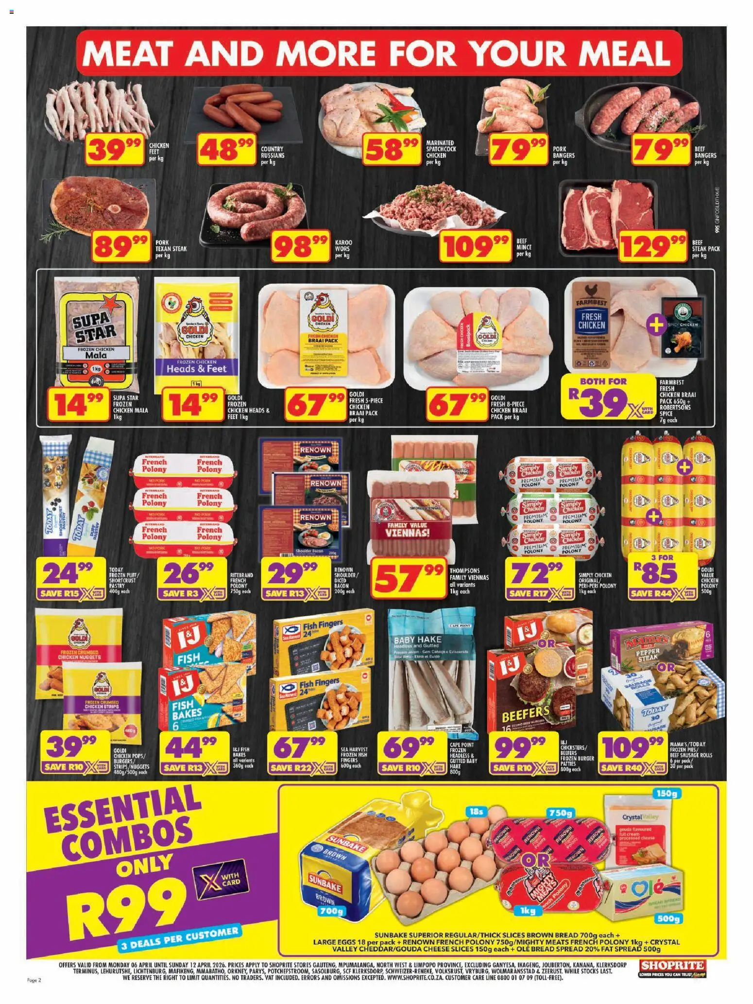 New Shoprite catalogue – valid from 06.04.2026 | Page: 2 | Products: Steak, Chicken, Fish, Beef