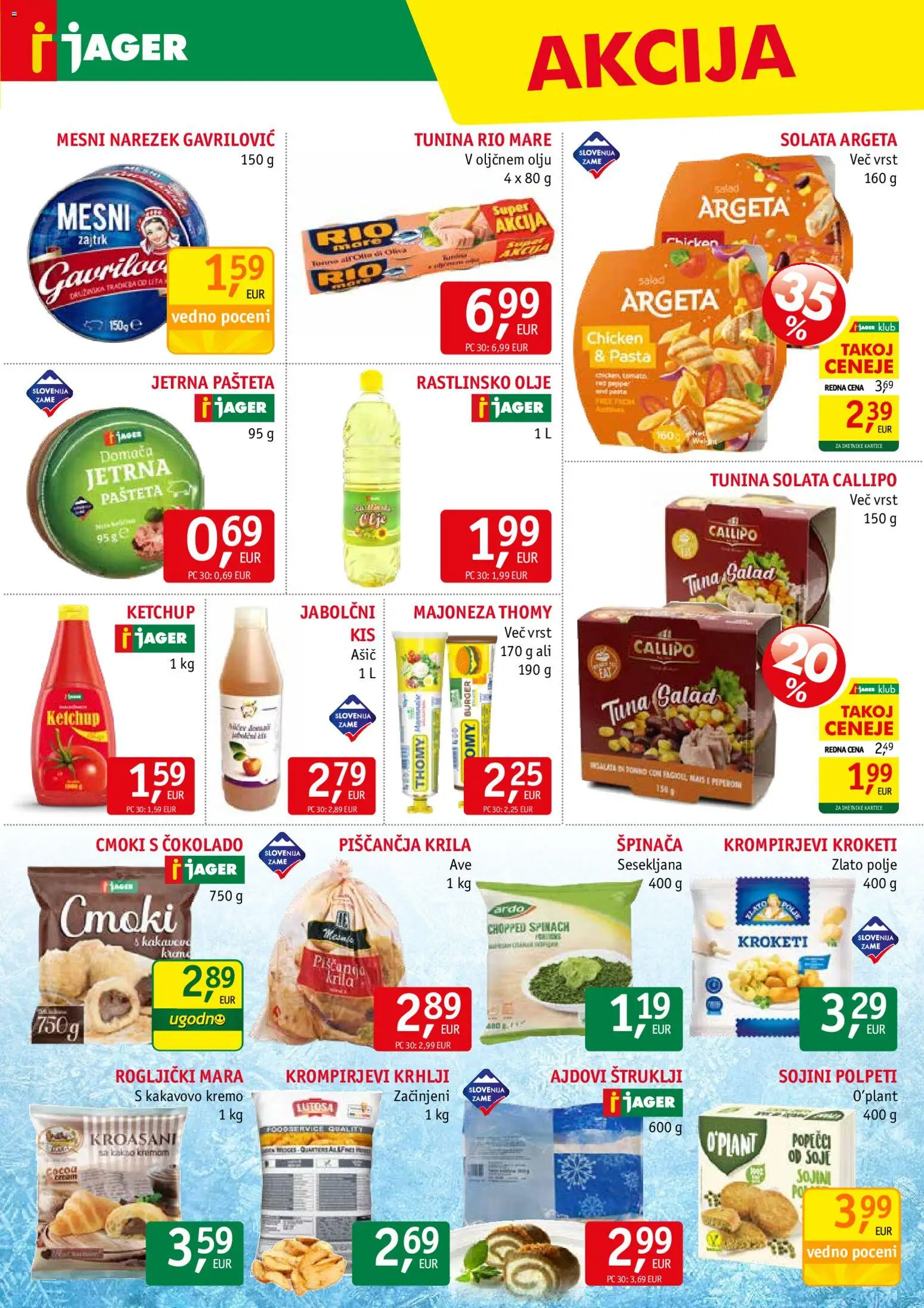 Novi Jager katalog ponudbe – veljaven od 07.01.2026 | Stran: 9 | Izdelki: Tuna, Narezek, Piščančja krila, Olje