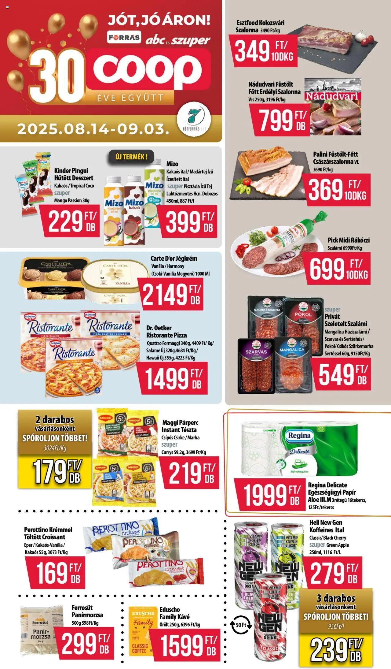 COOP akciós ujság - amely érvényes a következő dátumtól: 14.08.2025 | Oldal: 1 | Termékek: Pick, Maggi, Kávé, Mangó