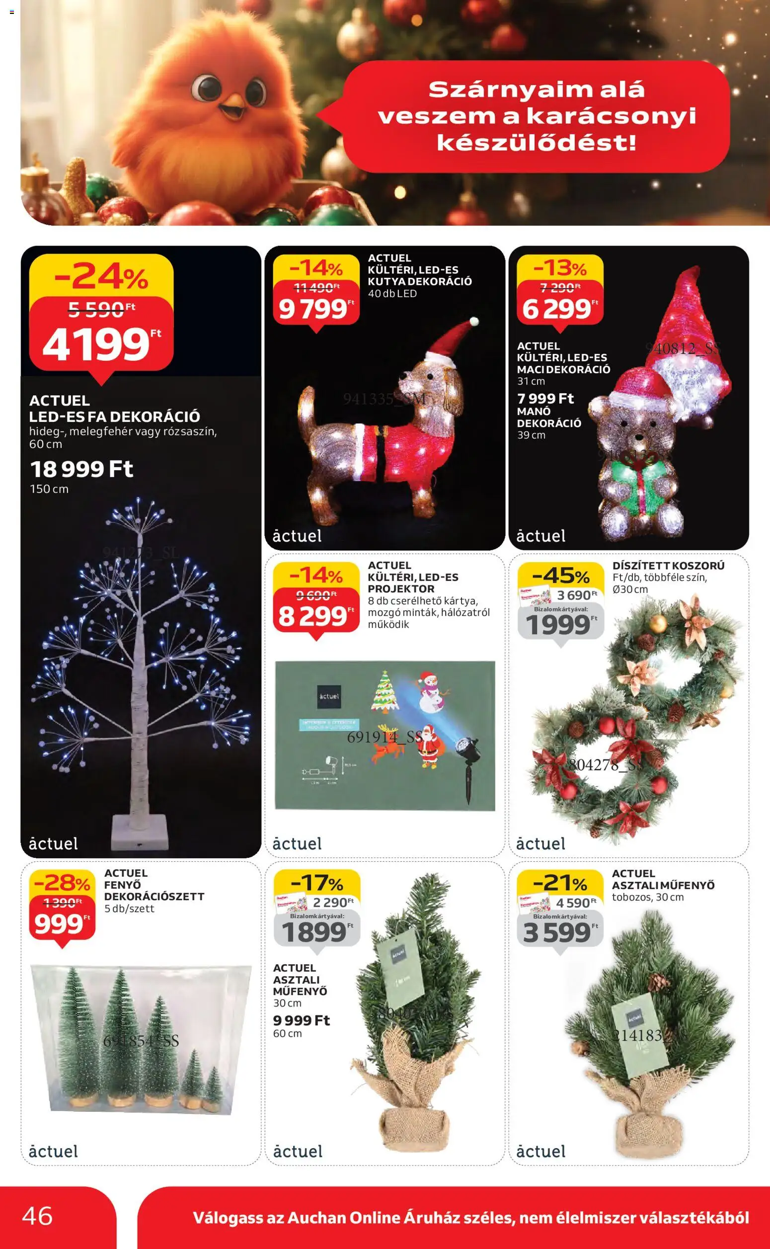 Auchan akciós ujság - amely érvényes a következő dátumtól: 13.11.2025 | Oldal: 46 | Termékek: Projektor, Dekoráció, Koszorú