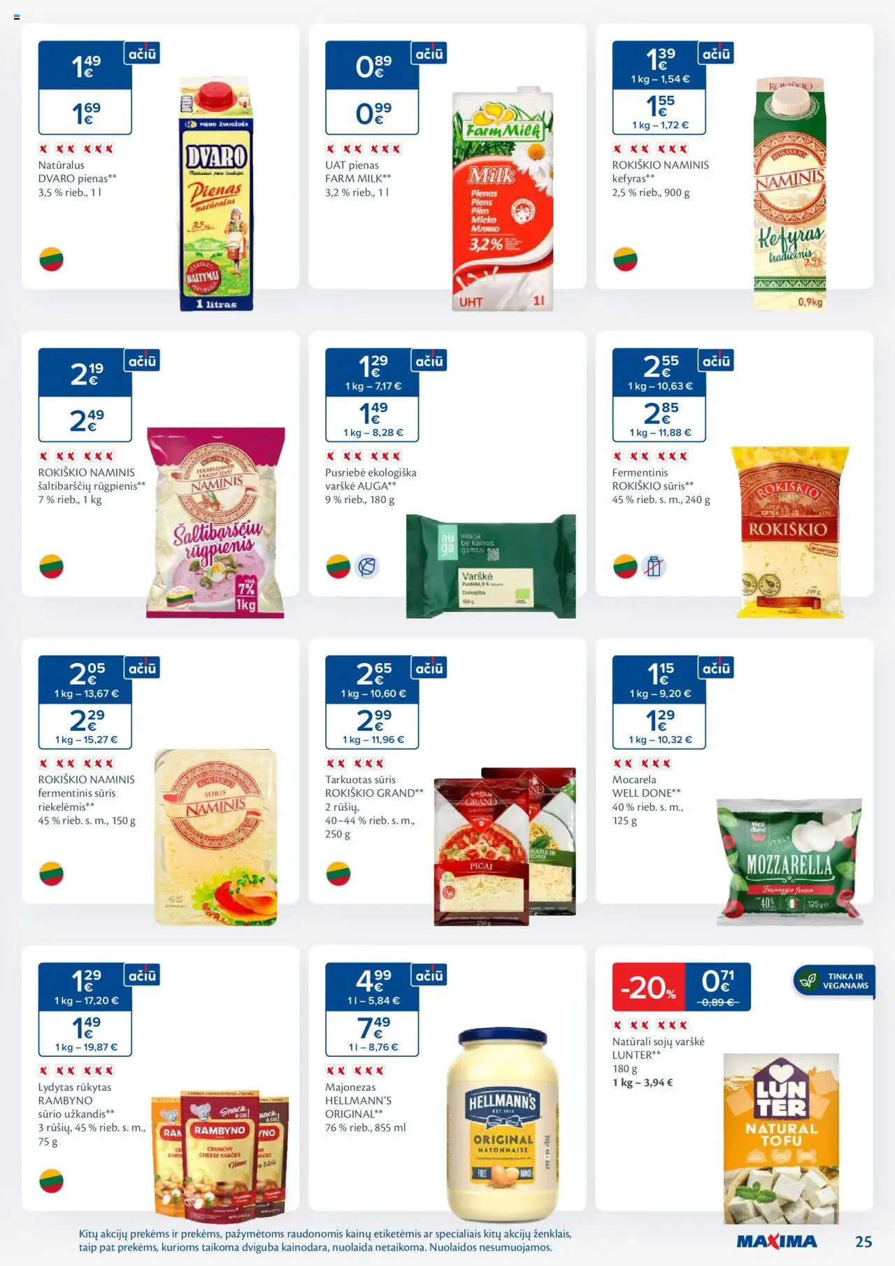 MAXIMA akcijos nuo 09.09.2025 | Puslapis: 25 | Prekių: Fermentinis sūris, Pienas, Sūris, Majonezas