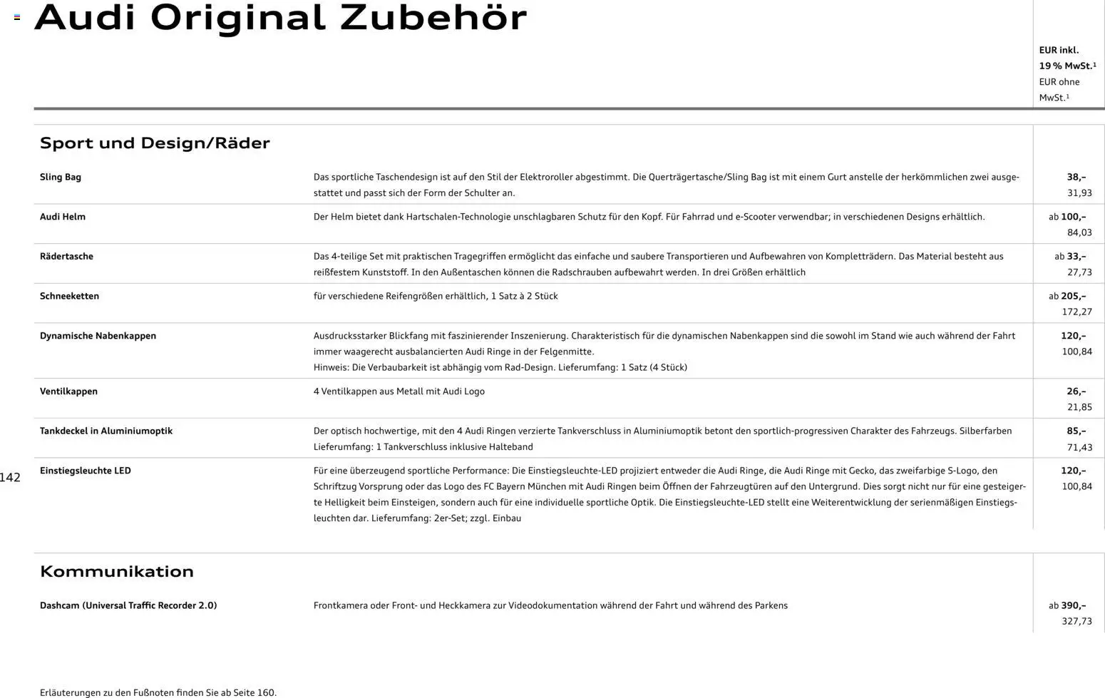 Audi A3 – gültig ab 28.10.2025 | Seite: 142