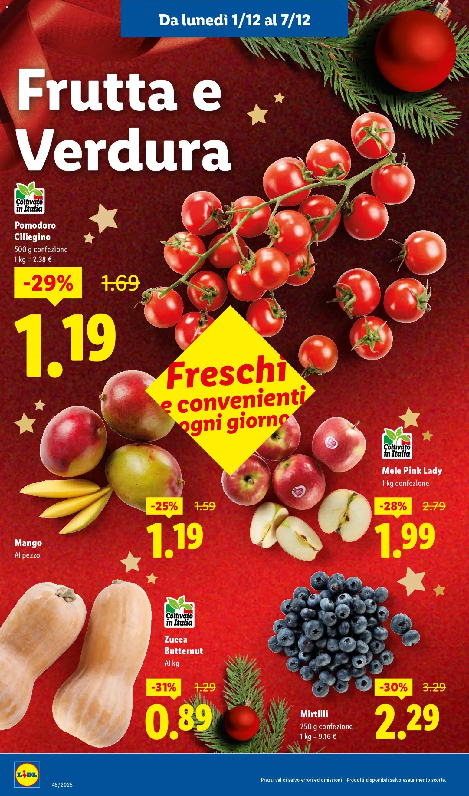 Volantino Lidl del 01.12.2025 | Pagina: 2 | Prodotti: Frutta, Pomodoro, Zucca, Mirtilli