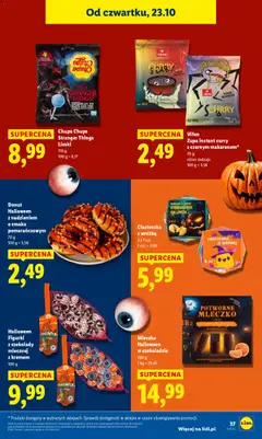 Pogląd oferty "Donut Halloween z nadzieniem o smaku pomarańczowym, Halloween donut with orange filling, 70 g" - ważna od 23.10.2025 | Strona: 41