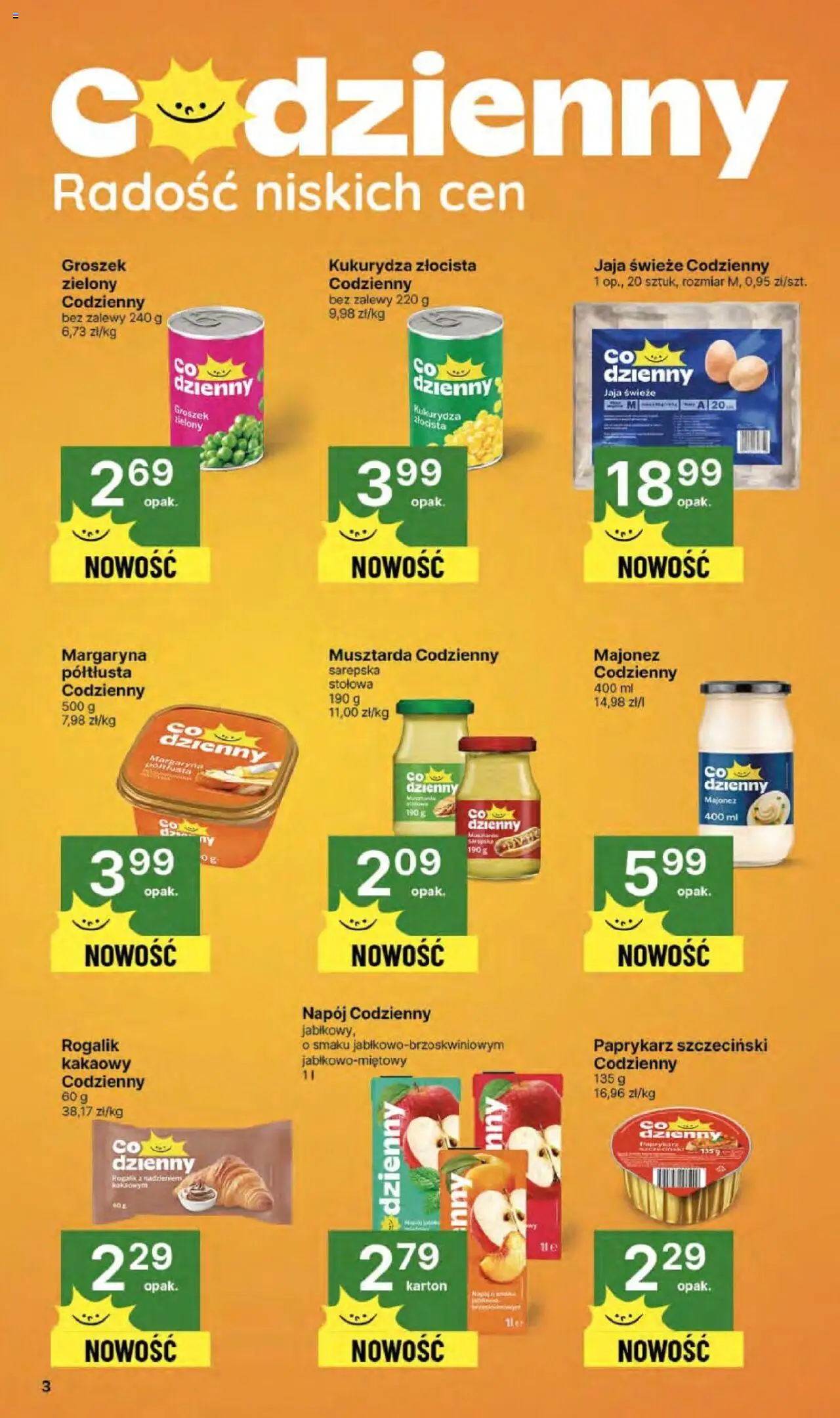 Delikatesy Centrum Gazetka - Sklepy Własne od 16.10.2025 | Strona: 3 | Produkty: Groszek, Margaryna, Majonez, Jaja