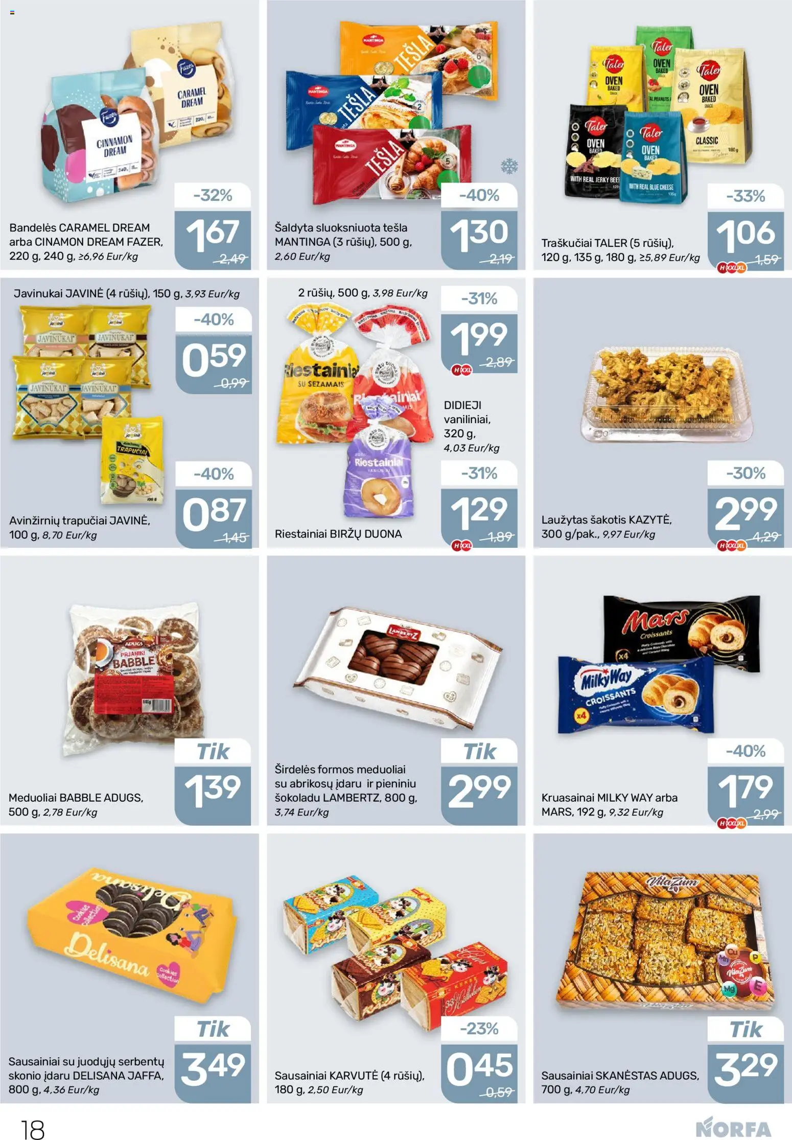 NORFA akcijos nuo 19.02.2026 | Puslapis: 18 | Prekių: Sausainiai, Bandelės, Duona, Traškučiai