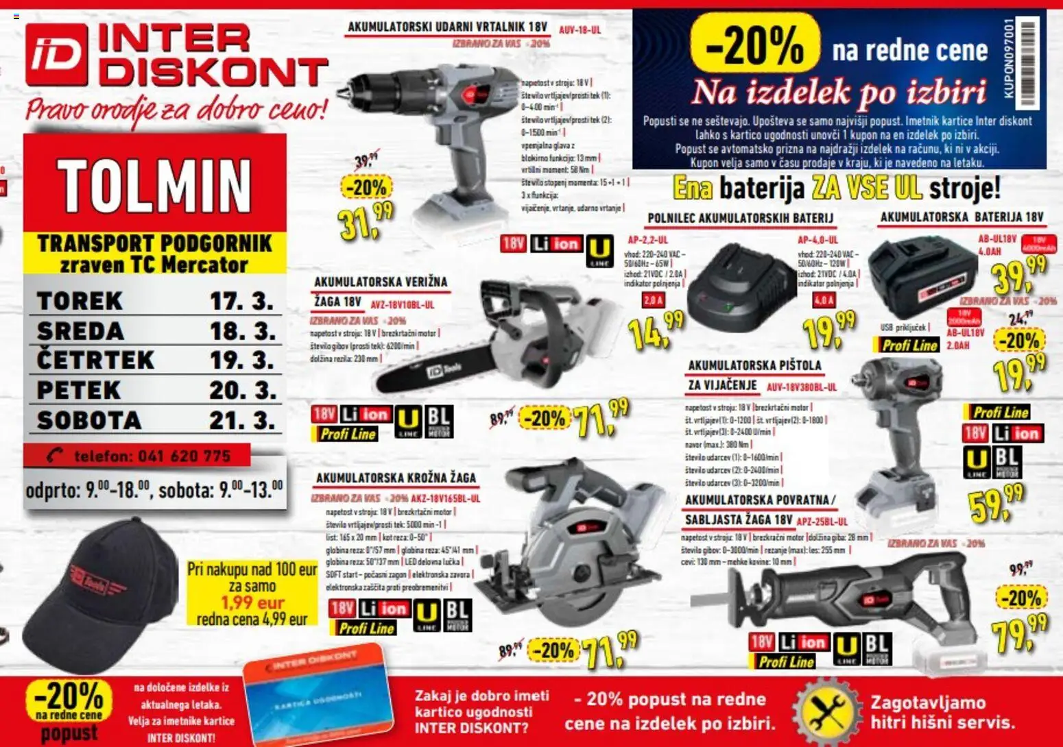 Novi Inter Diskont katalog ponudbe – veljaven od 17.03.2026 | Stran: 4 | Izdelki: Baterija, Usb, Orodje, Krožna žaga