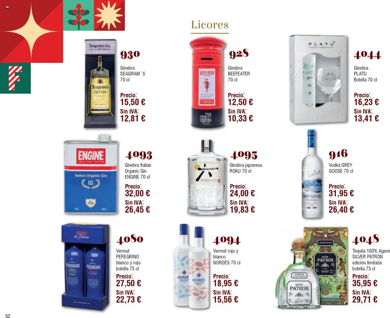 Froiz Catálogo Lotes y Cestas │ válido desde el 16.10.2025 | Página: 52 | Productos: Ginebra, Vodka, Ψωμί ολικής άλεσης