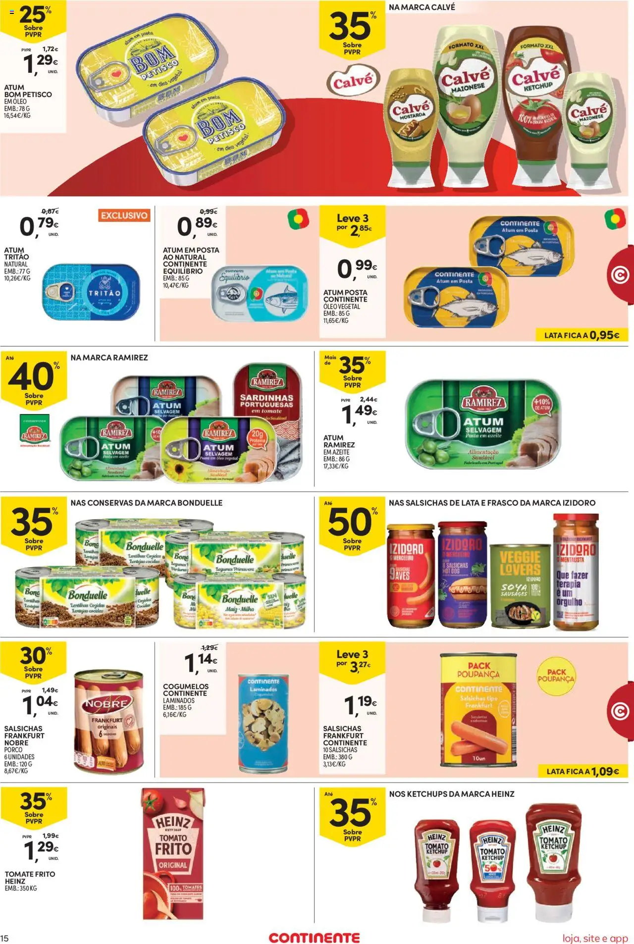 Continente Semanal Continente Bom Dia │ válido de 30.09.2025 | Página: 15 | Produtos: Atum, Óleo, Tomates, Ketchup