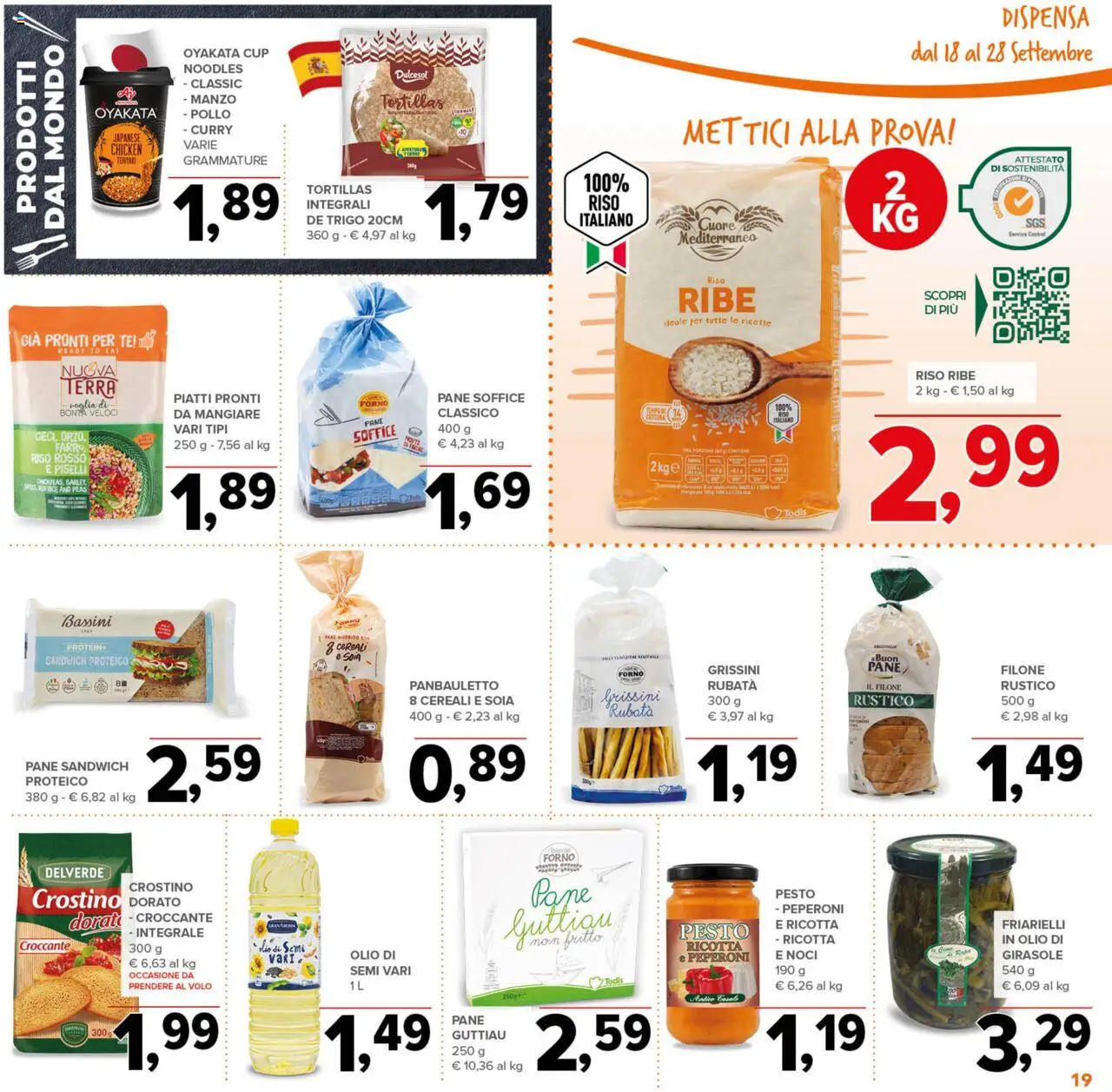Volantino Todis del 18.09.2025 | Pagina: 19 | Prodotti: Pane, Pesto, Grissini, Terra
