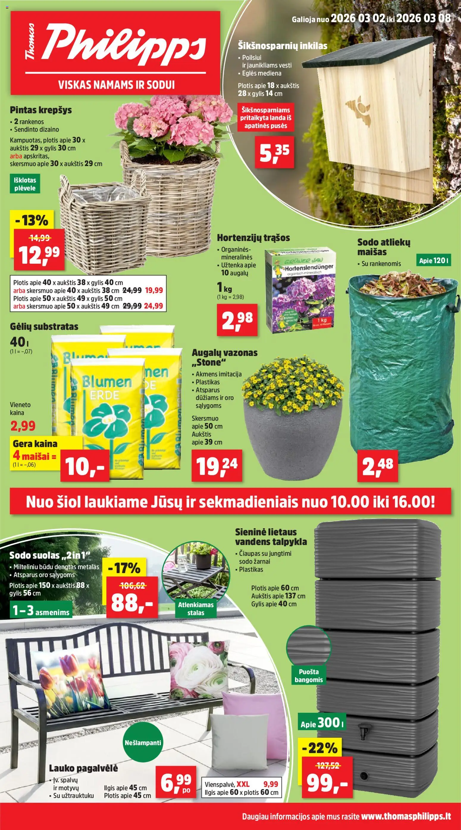 Thomas Philipps akcijos nuo 02.03.2026 | Puslapis: 1 | Prekių: Pagalvėlė, Stalas, Krepšys, Vazonas