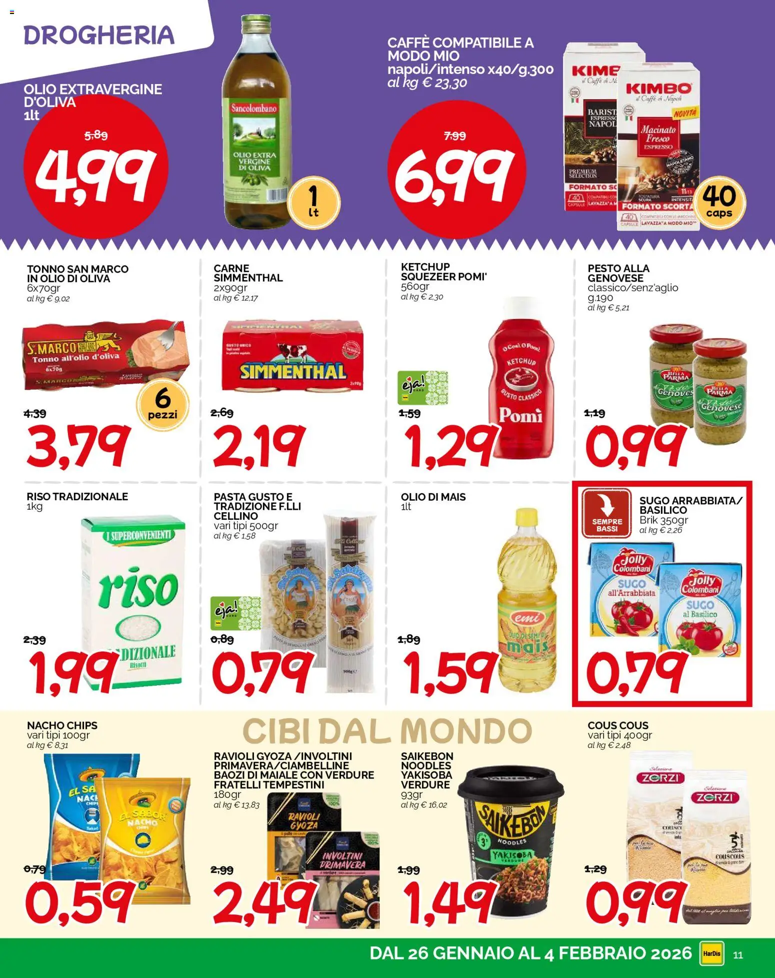 Volantino HarDis del 26.01.2026 | Pagina: 11 | Prodotti: Caffè, Maiale, Verdure, Macinato