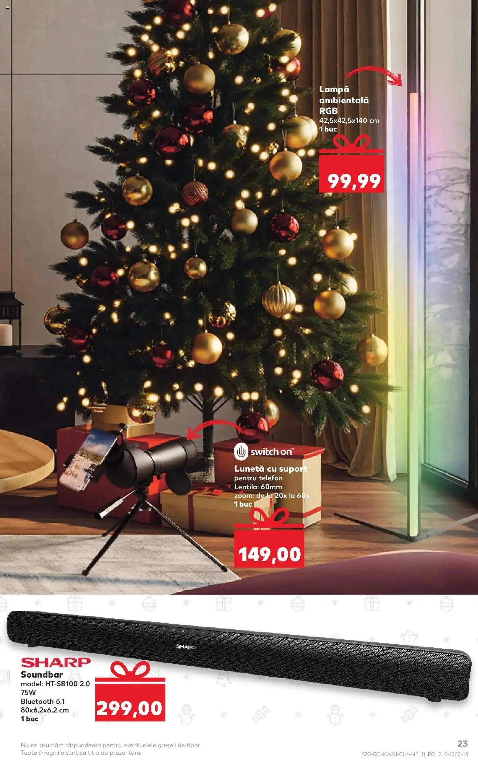Noul catalog Kaufland – valabil de la 17.12.2025 | Pagină: 23 | Produse: Soundbar, Telefon, Lampă