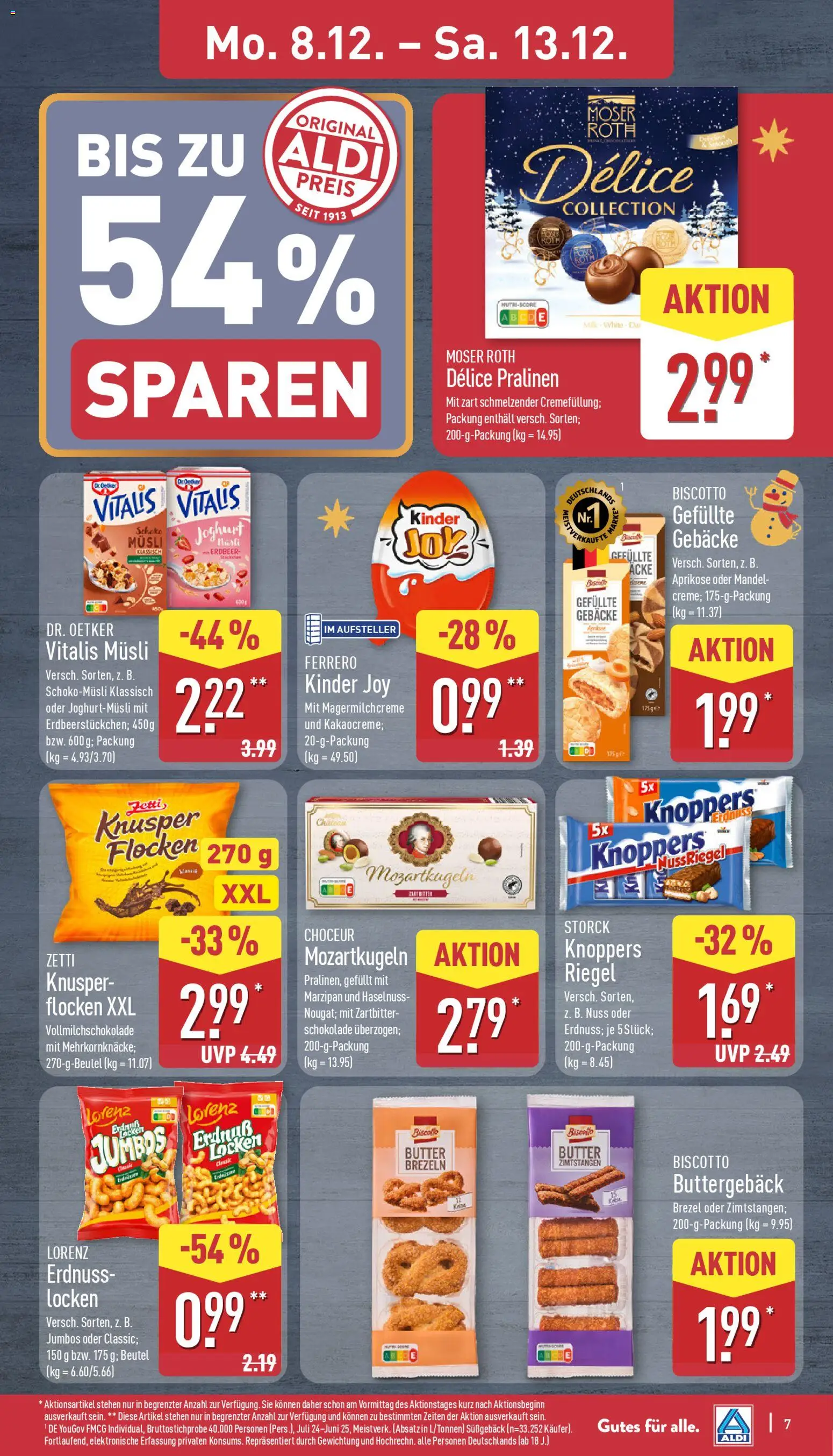 Aldi Prospekt 	 – gültig ab 08.12.2025 | Seite: 7 | Produkte: Musli, Butter, Kinder joy, Knoppers