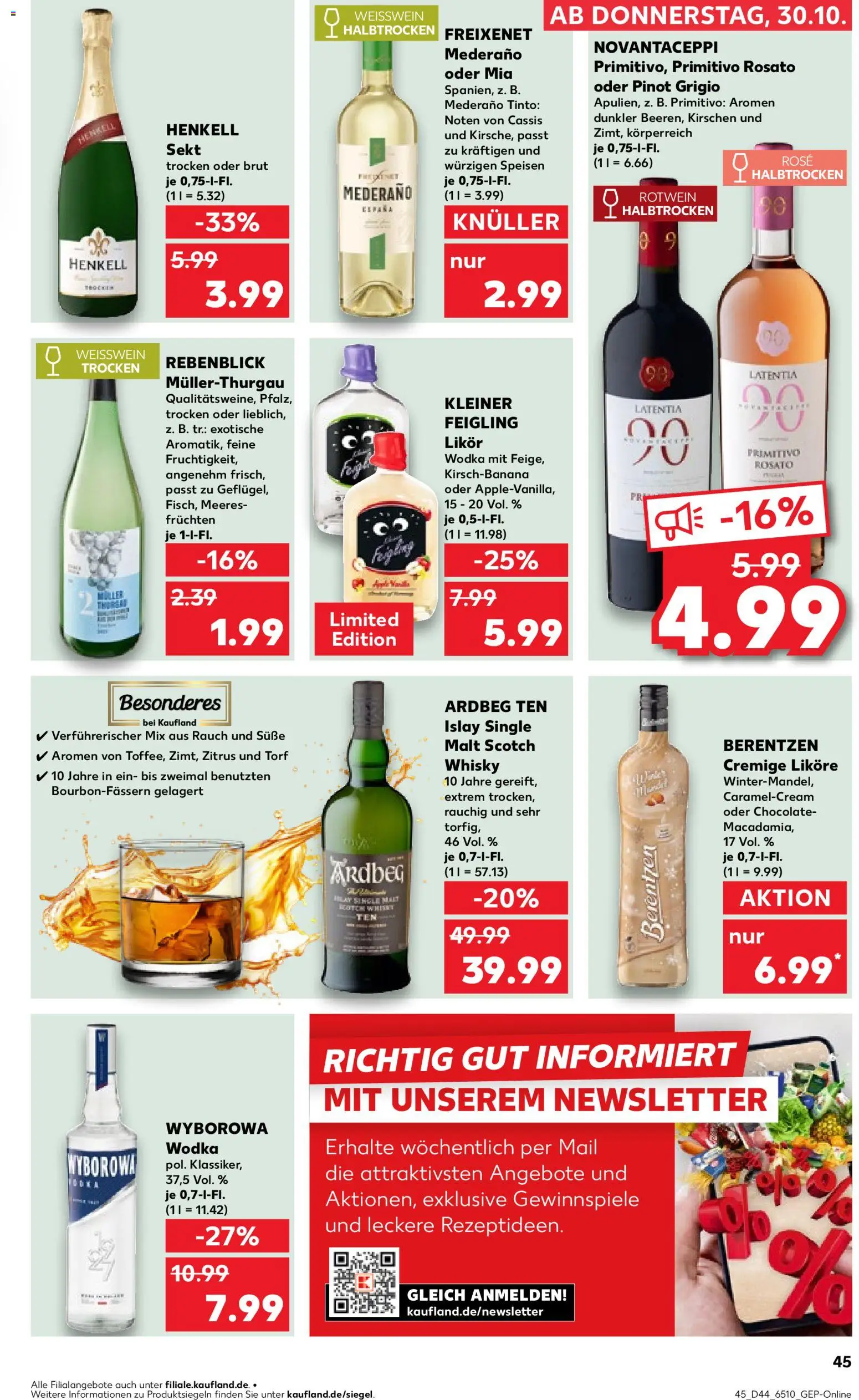 Kaufland prospekt Köln	 – gültig ab 02.11.2025 | Seite: 45 | Produkte: Freixenet, Weißwein, Freixenet mederano, Vodka