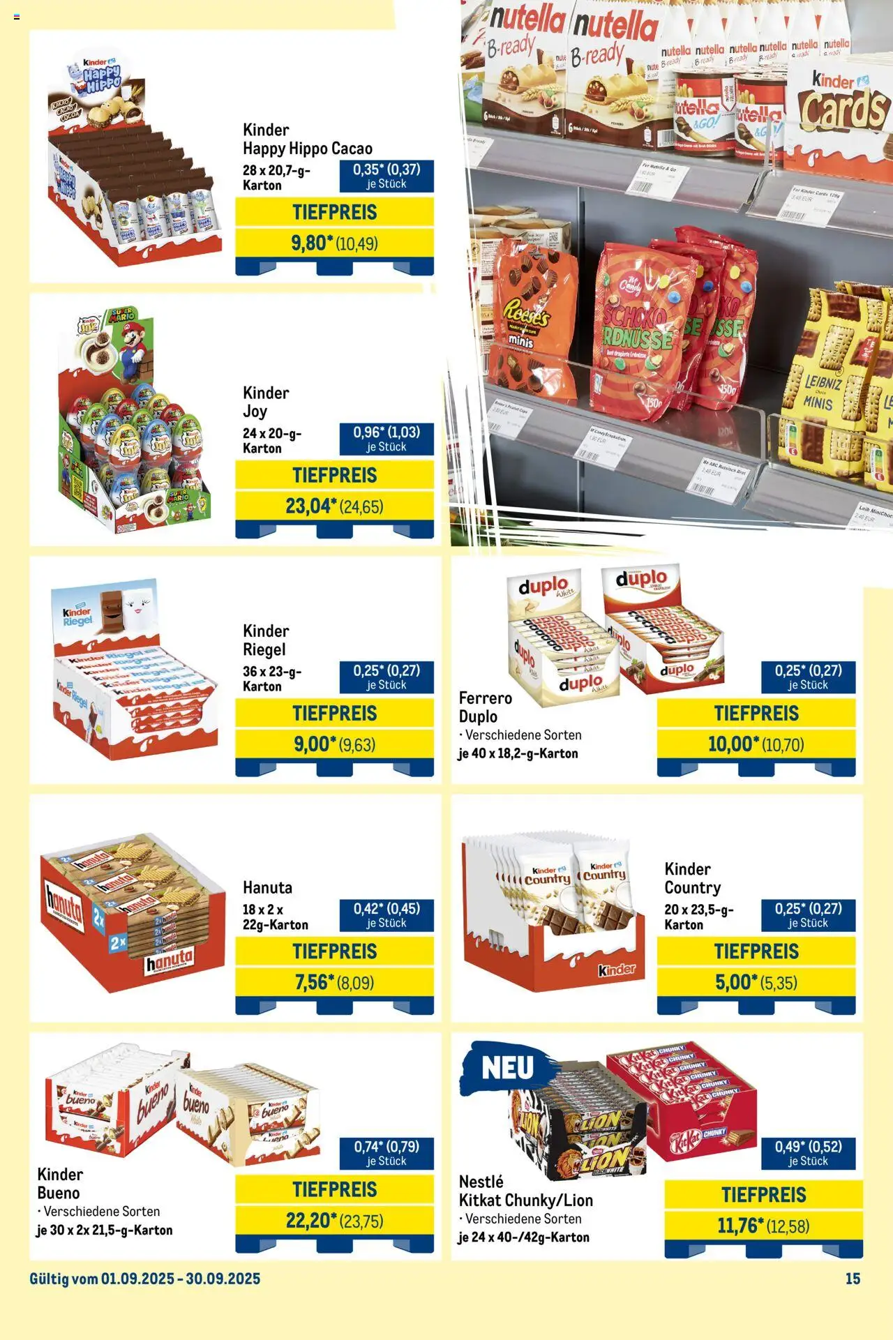 Metro  Monats-Mix - gültig ab dem 01.09.2025 | Seite: 15 | Produkte: Erdnüsse, Kinder bueno, Kinder riegel, Nutella
