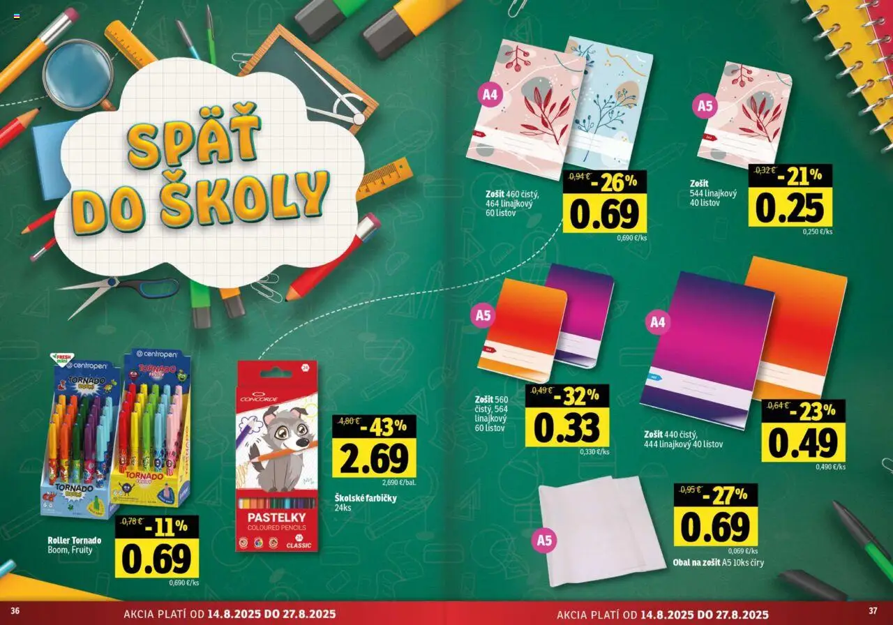 Fresh Stredné a západné Slovensko │ platný od 14.08.2025 | Strana: 19 | Produkty: Zošit, Pastelky