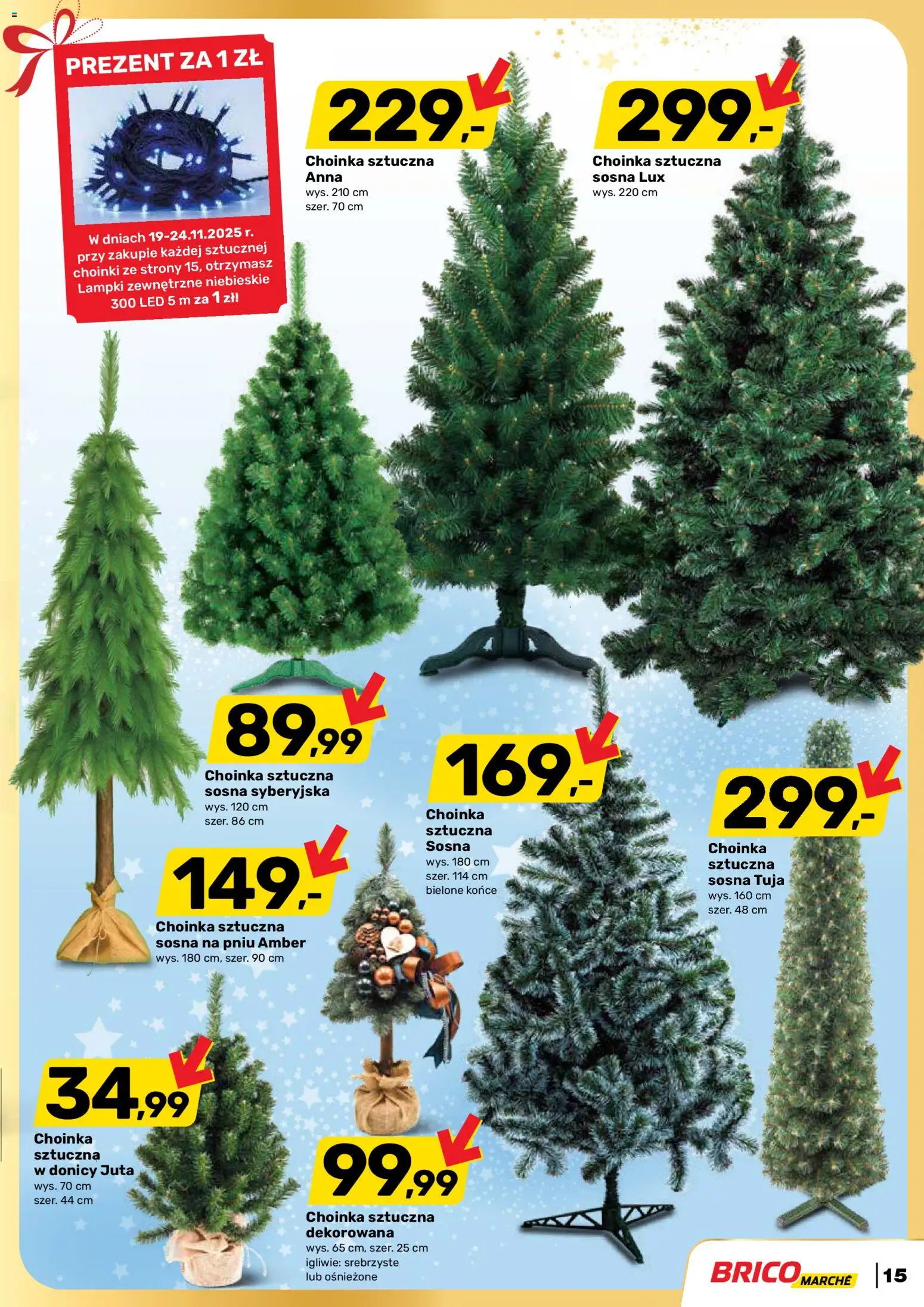 Brico Marché Gazetka od 19.11.2025 | Strona: 15 | Produkty: Choinka, Lampki
