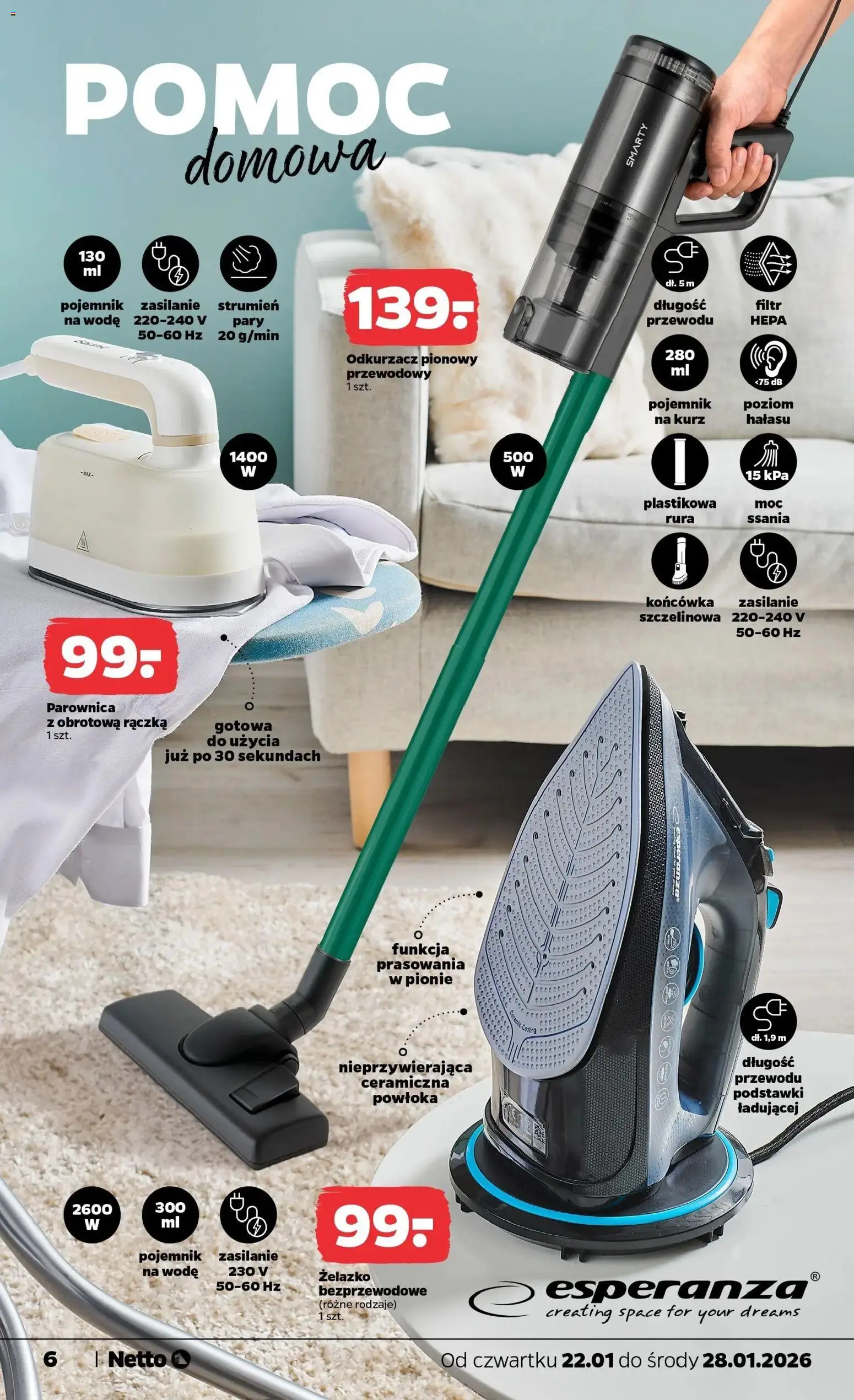 Netto gazetka - Spożywcza od 22.01.2026 | Strona: 24 | Produkty: Odkurzacz, Odkurzacz pionowy, Parownica