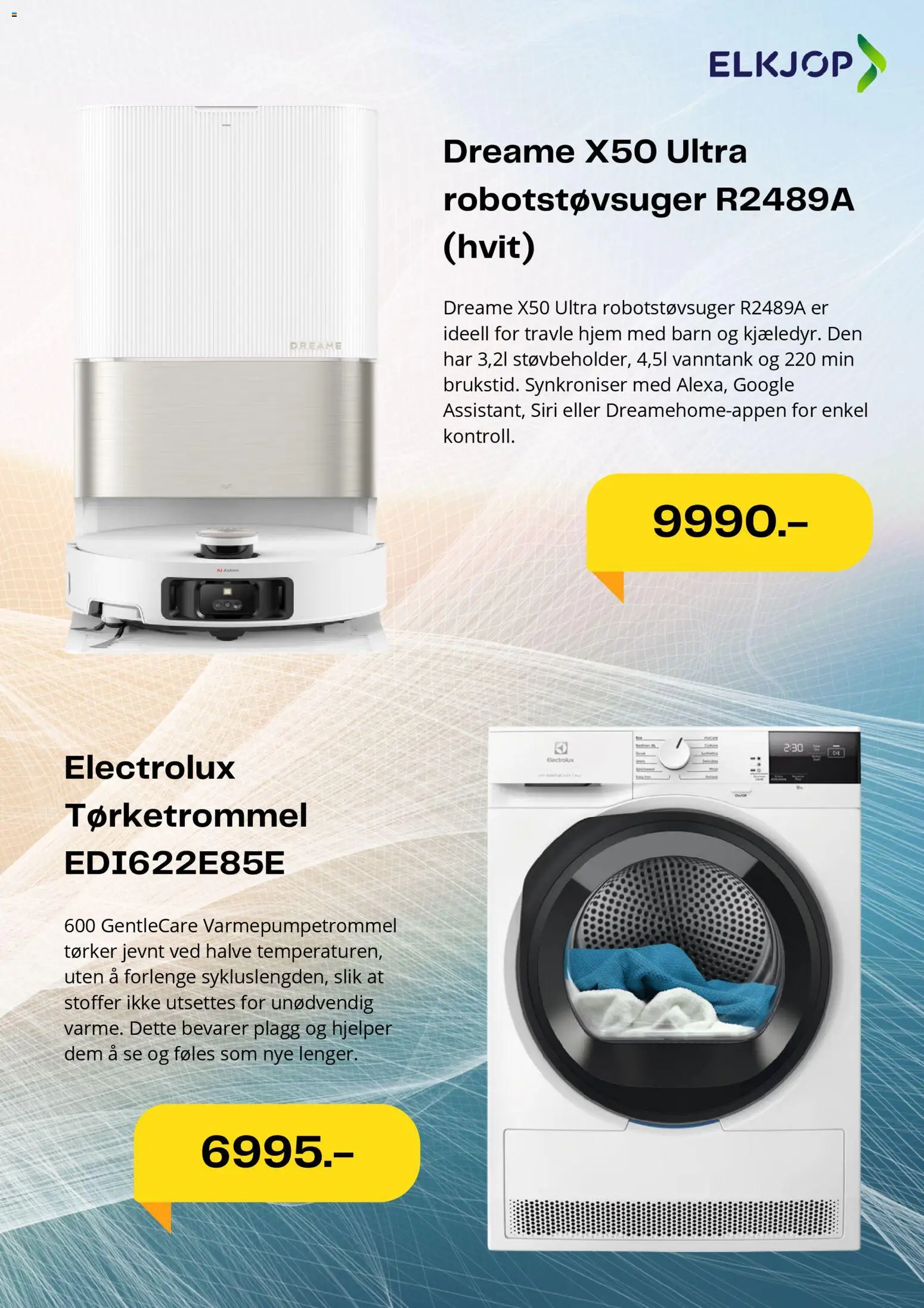 {H1} | Side: 4 | Produkter: Robotstøvsuger, Tørketrommel