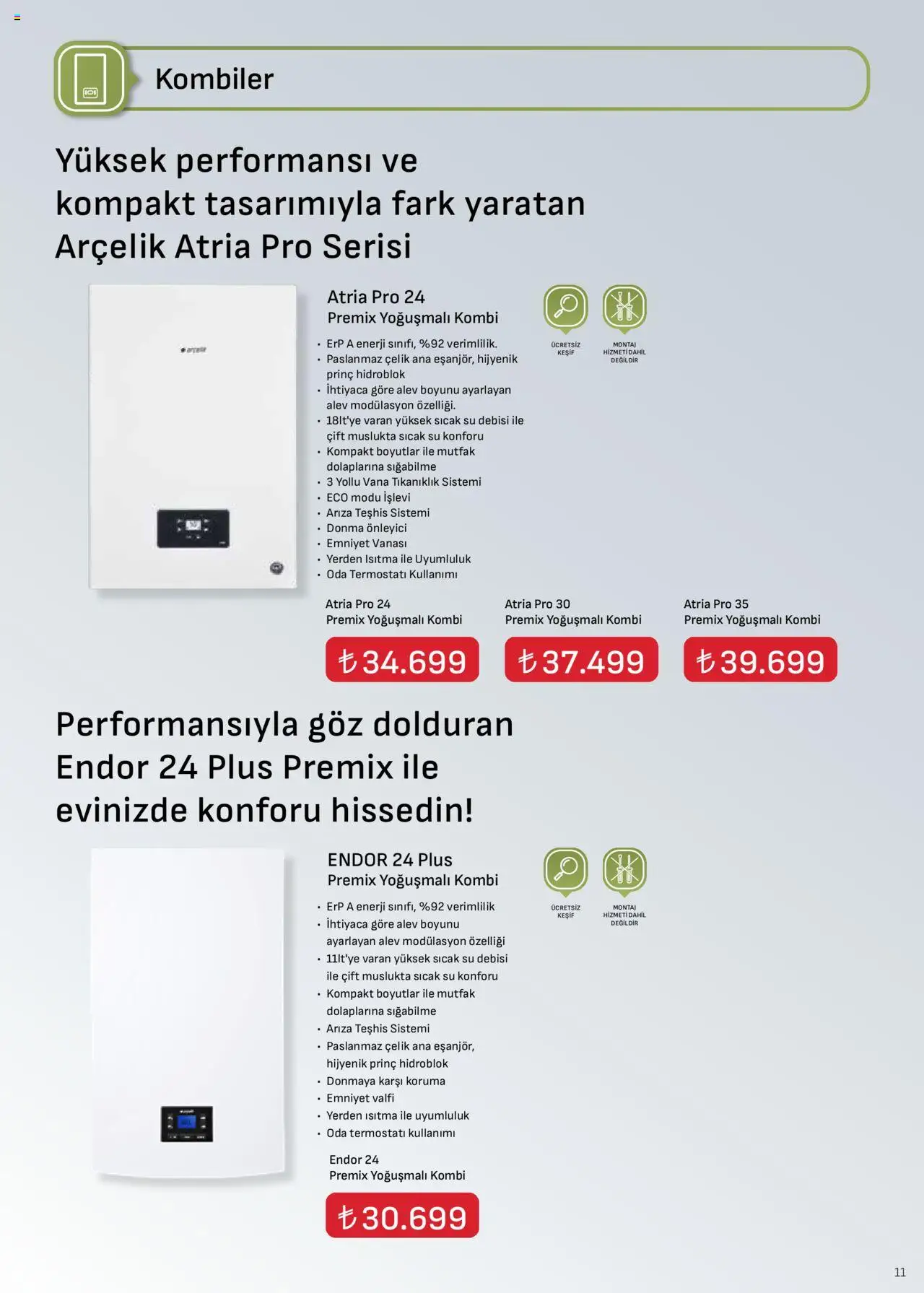 Arçelik İklimlendirme Kataloğu - 16.09.2025 tarihinden itibaren geçerlidir | Sayfa: 11 | Ürünler: Su