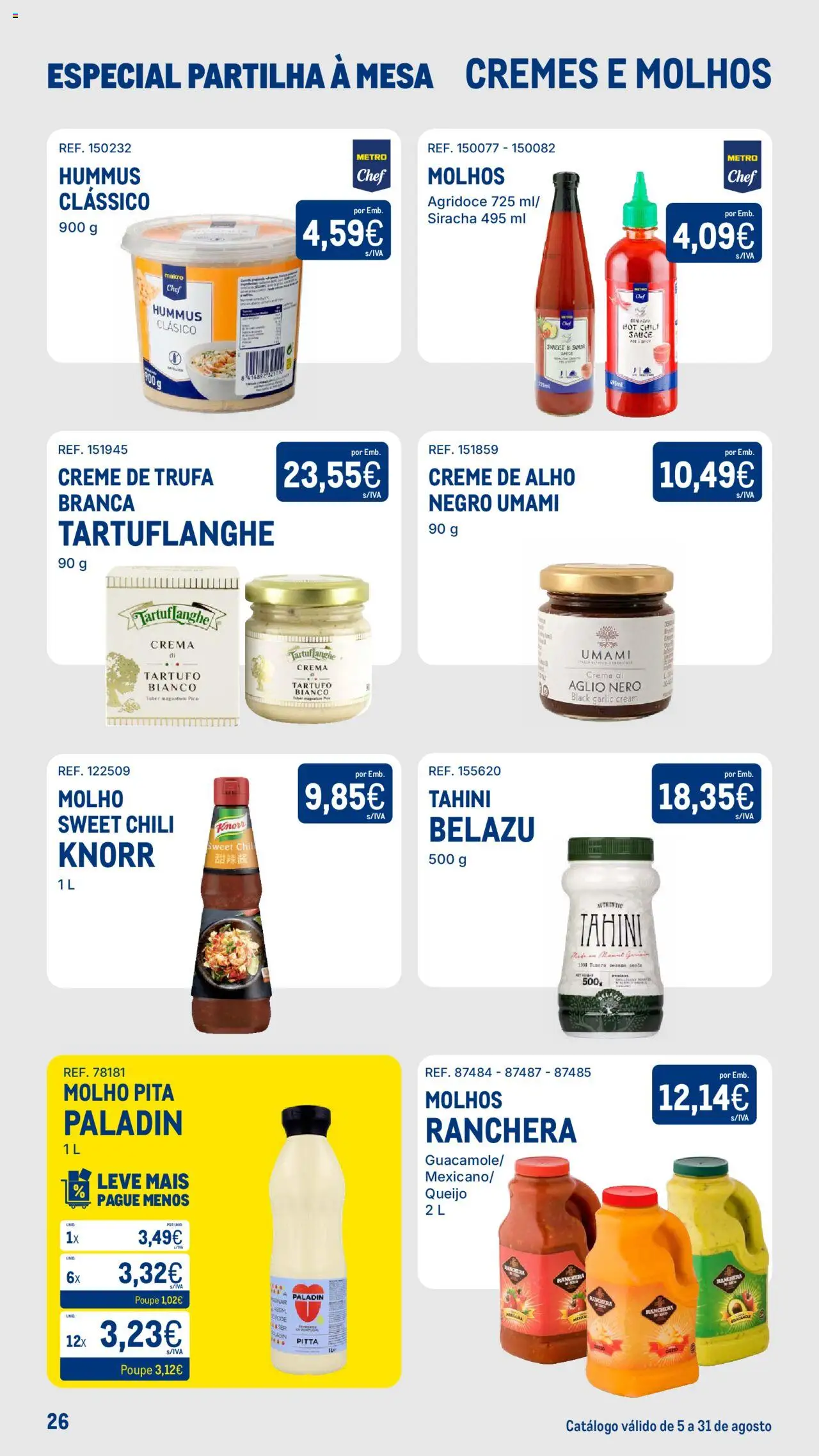Makro - Especial Partilha à Mesa │ válido de 05.08.2025 | Página: 26 | Produtos: Knorr, Mesa, Queijo, Creme